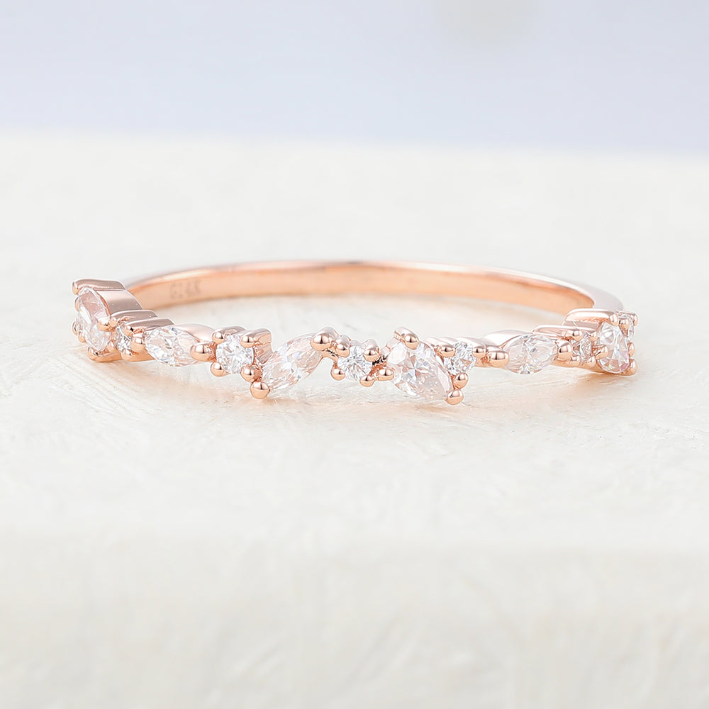 0.42 CT Marquise, Pear & Round Shaped Moissanite Multi Stone Wedding Band