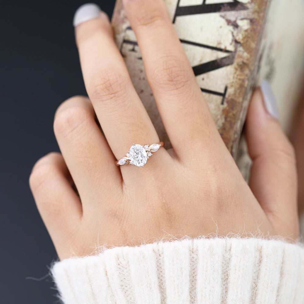 1.33 CT Oval Cluster Lab-Grown Diamond Engagement Ring