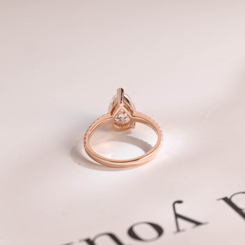 Stunning 1.0 - 2.0 CT Pear Moissanite Engagement Ring with Pave Design 3