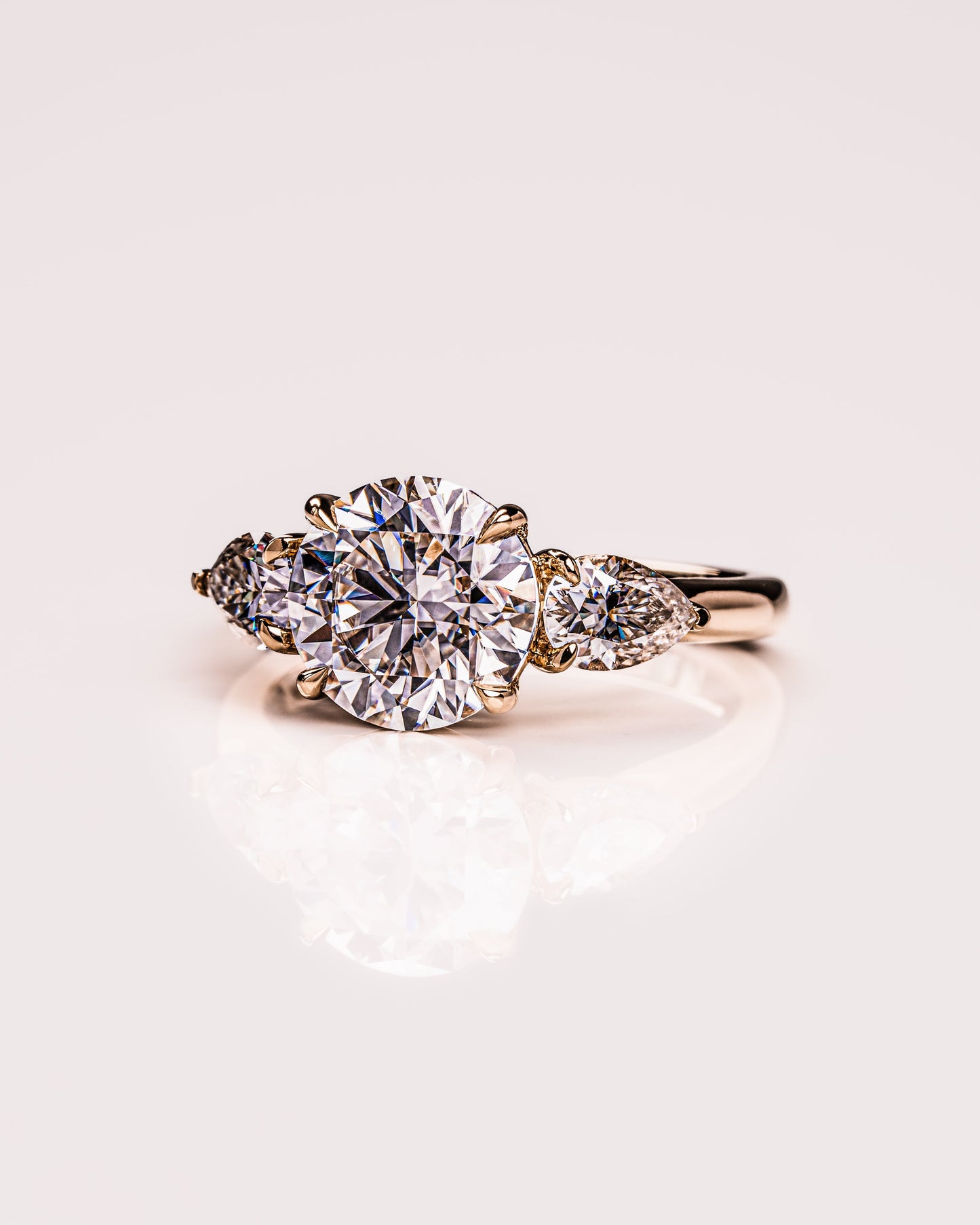 3.08 CT Round Three Stone Moissanite Engagement Ring