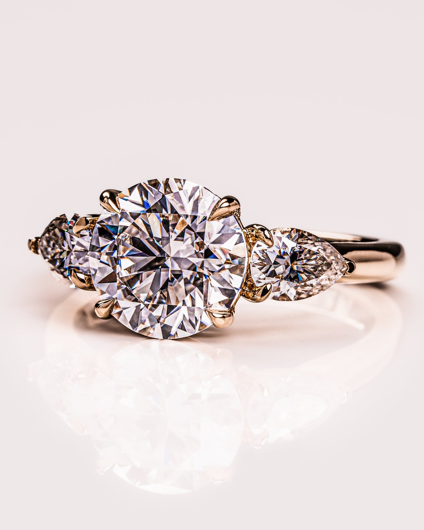 3.08 CT Round Three Stone Moissanite Engagement Ring