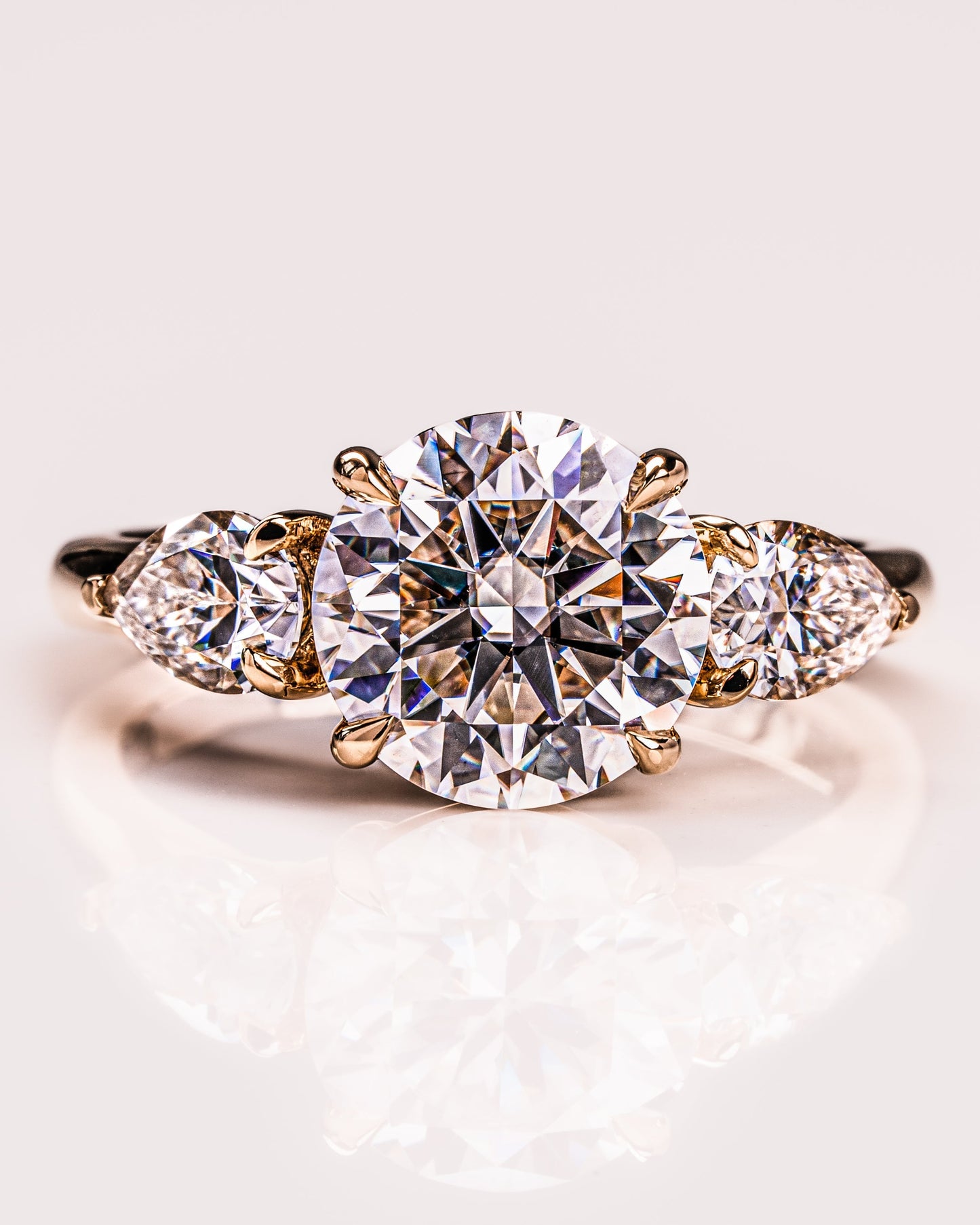 3.08 CT Round Three Stone Moissanite Engagement Ring