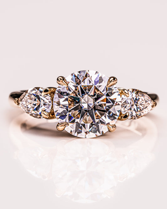 3.08 CT Round Three Stone Moissanite Engagement Ring