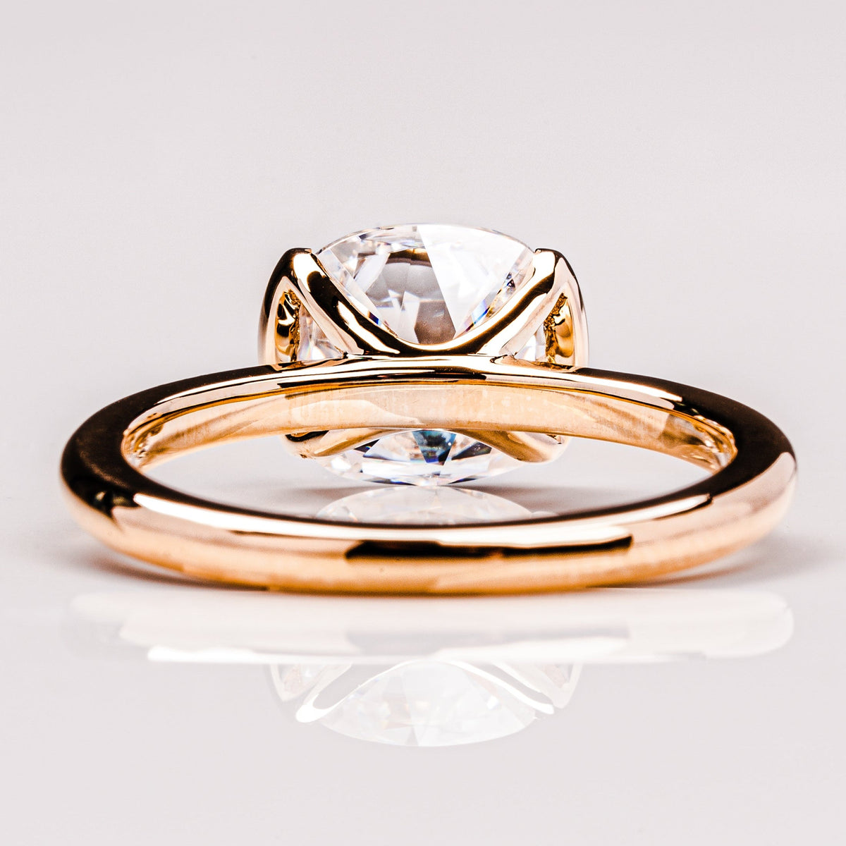 2.54 CT Cushion Solitaire & Half Bezel Moissanite Engagement Ring