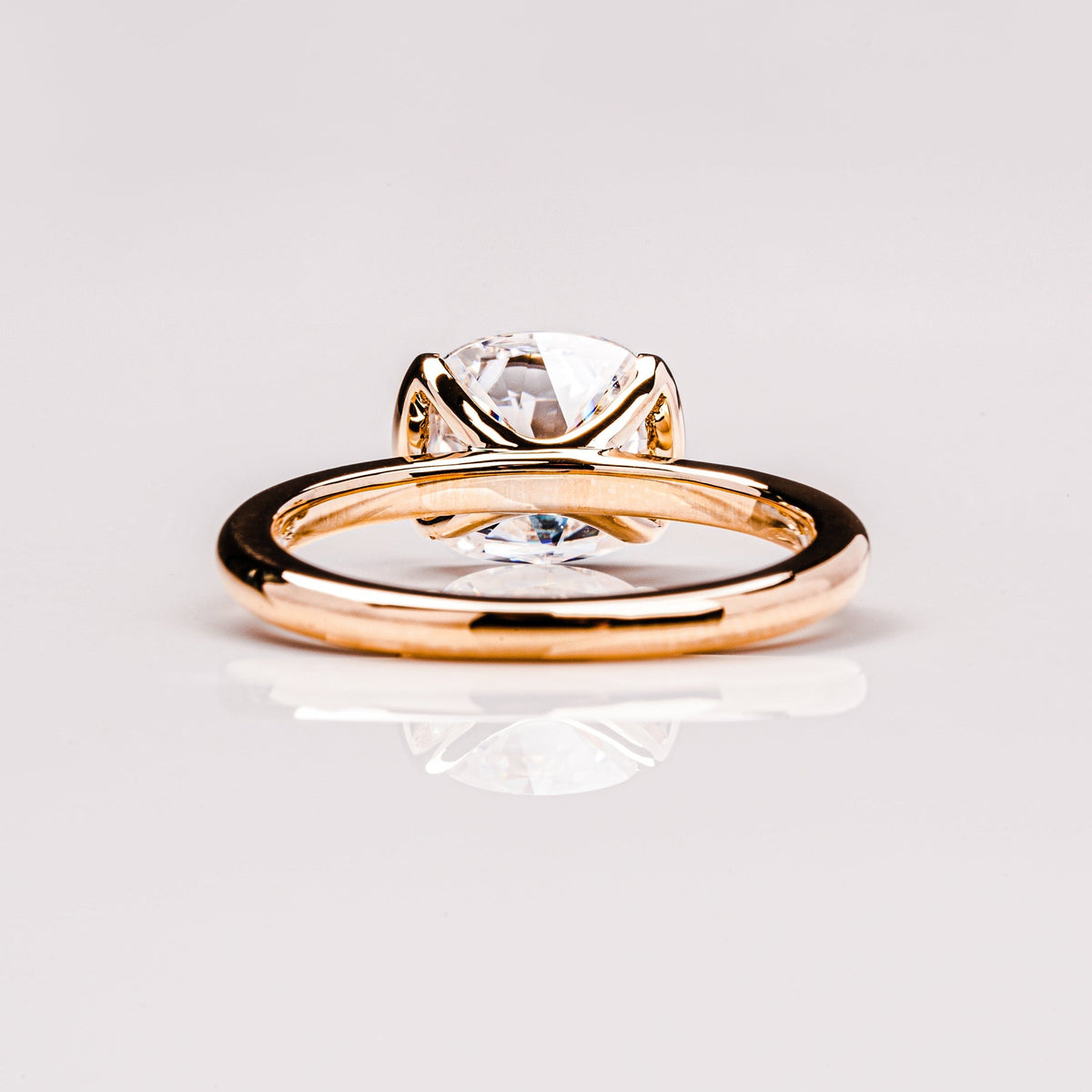 2.54 CT Cushion Solitaire & Half Bezel Moissanite Engagement Ring