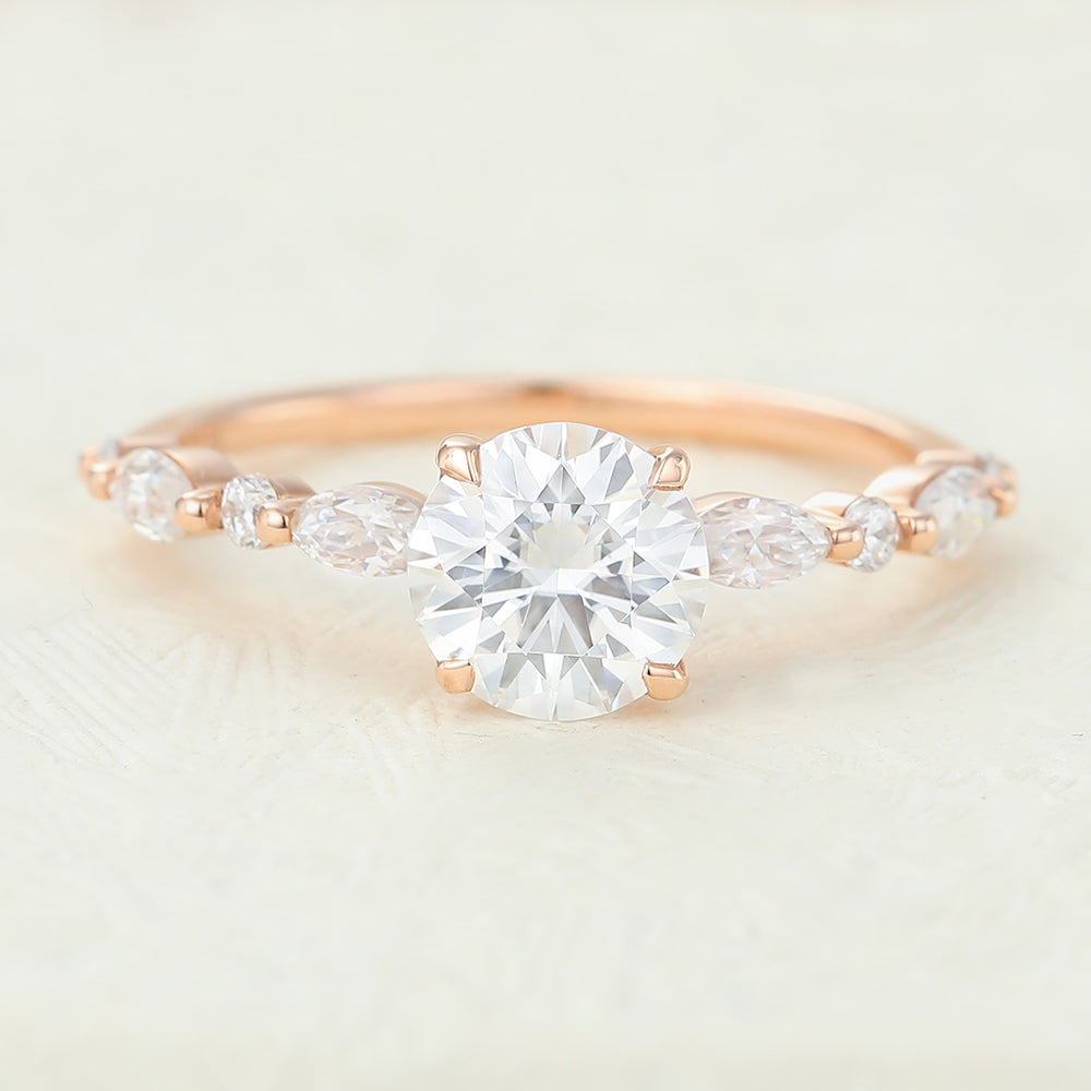 0.88 CT Round Pave Lab-Grown Diamond Engagement Ring