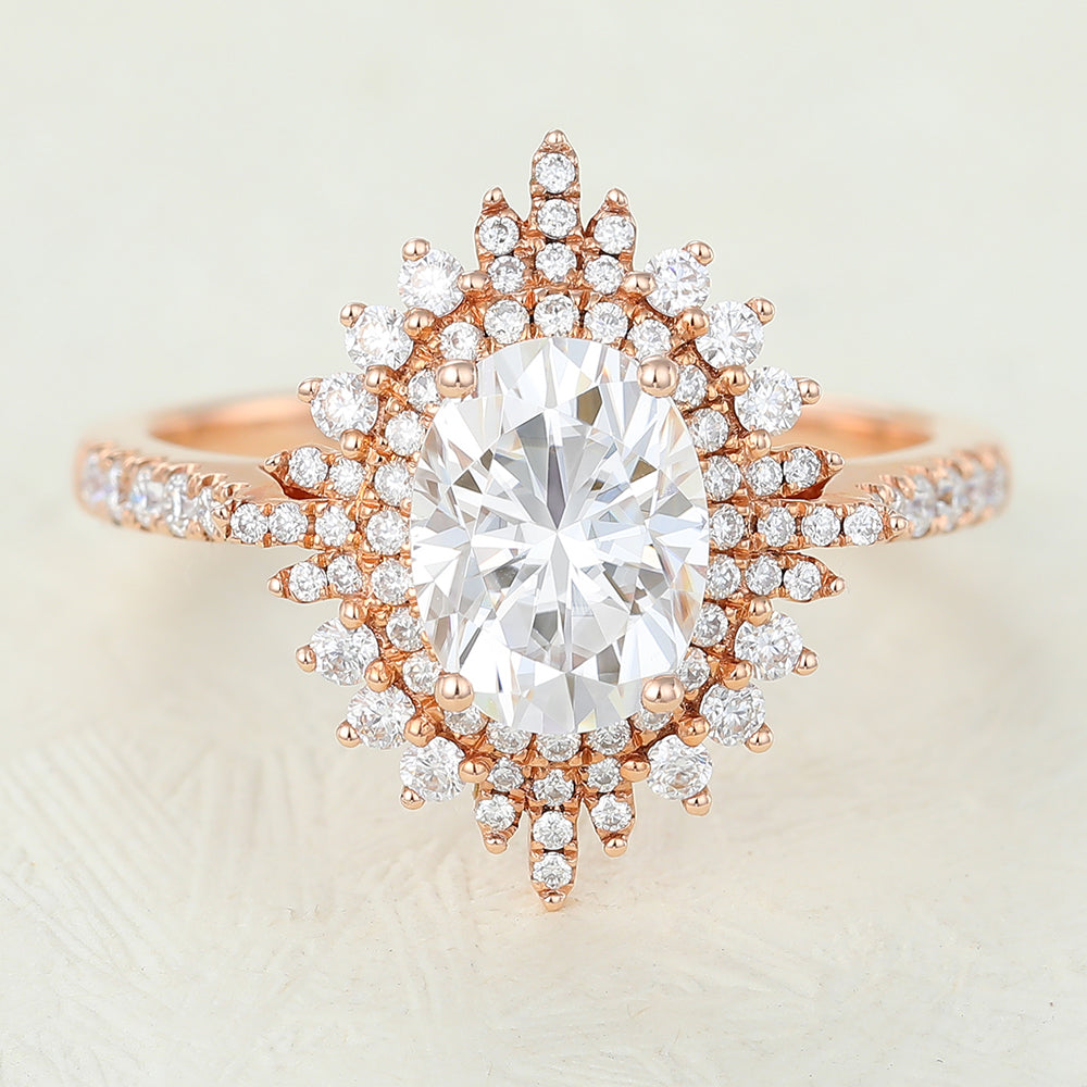 1.33 CT Oval Cluster & Pave Lab-Grown Diamond Engagement Ring