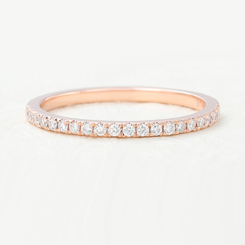 0.14 CT Round Shaped Moissanite Half Eternity Wedding Band