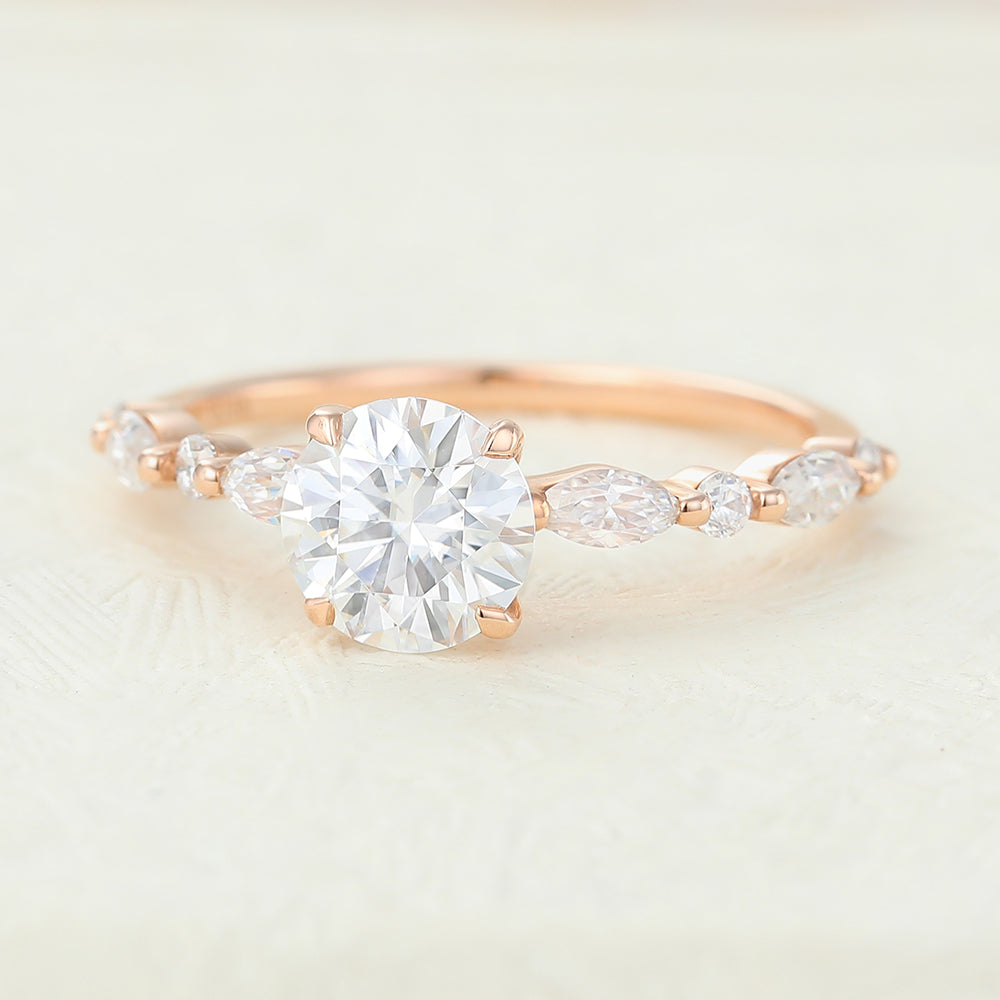 0.88 CT Round Pave Lab-Grown Diamond Engagement Ring