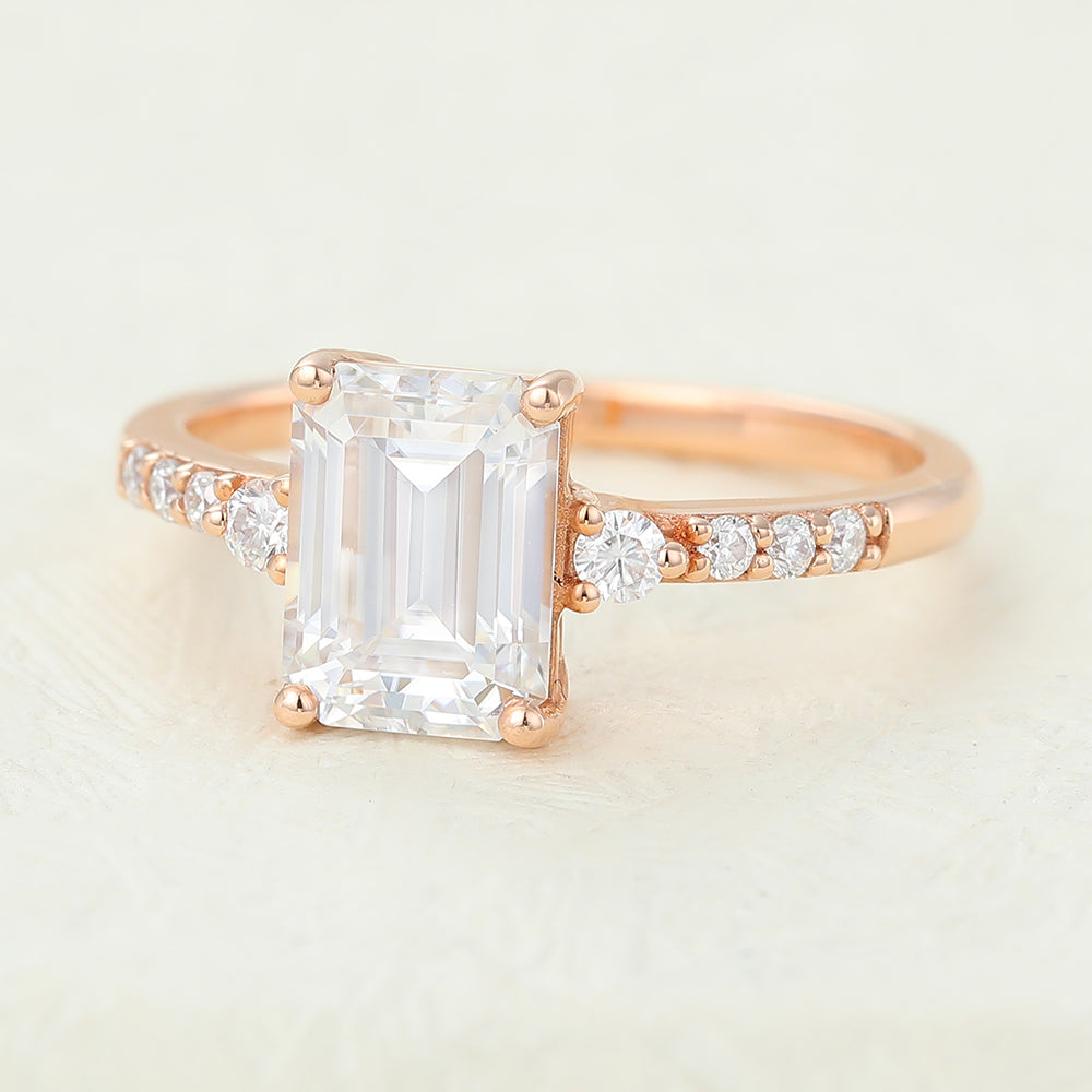 1.6 CT Emerald Pave Lab-Grown Diamond Engagement Ring