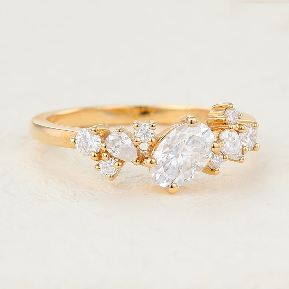0.85 CT Pear Cluster Lab-Grown Diamond Engagement Ring