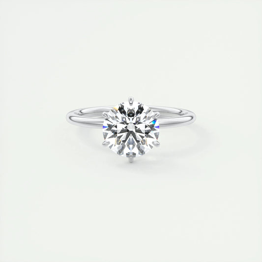 2.0 CT Round Cut Solitaire Moissanite Engagement Ring