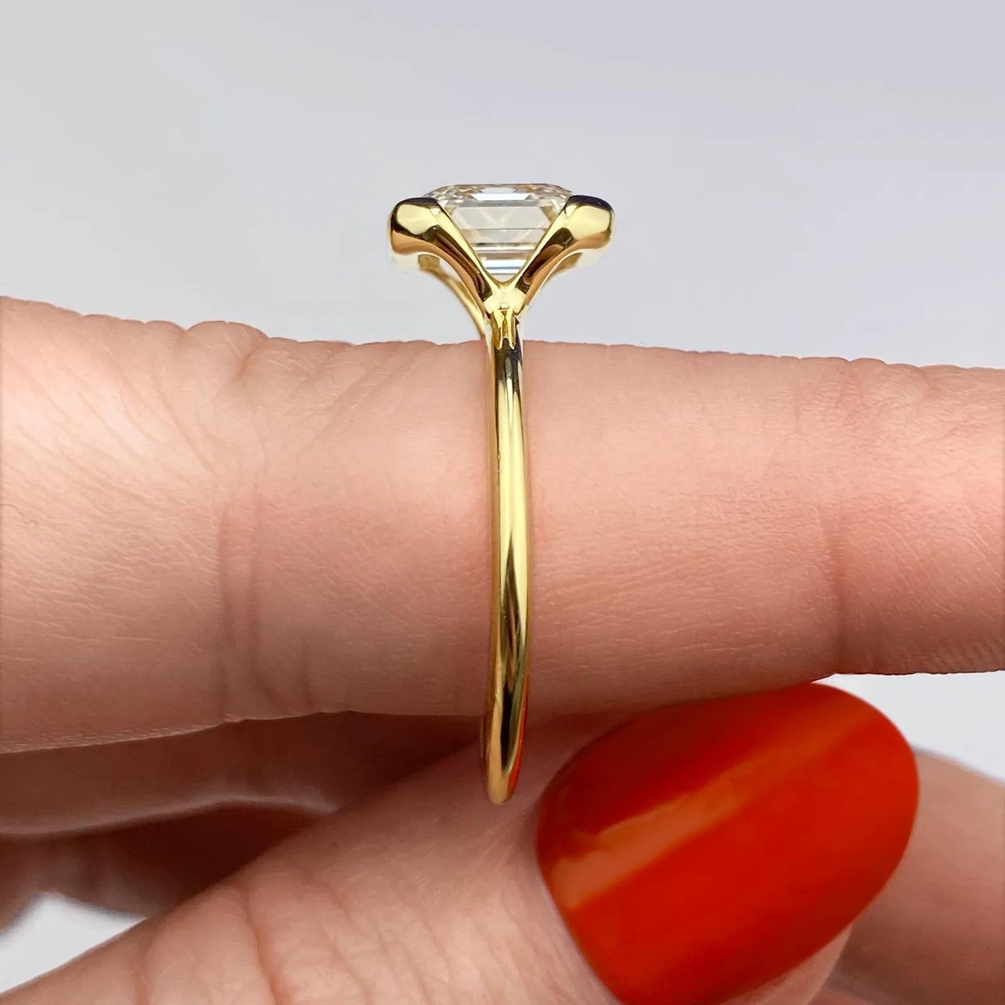 2.03 CT Asscher Half Bezel Solitaire Moissanite Engagement Ring