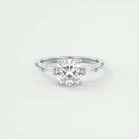2.15 CT Cushion Cut Three Stone Moissanite Engagement Ring