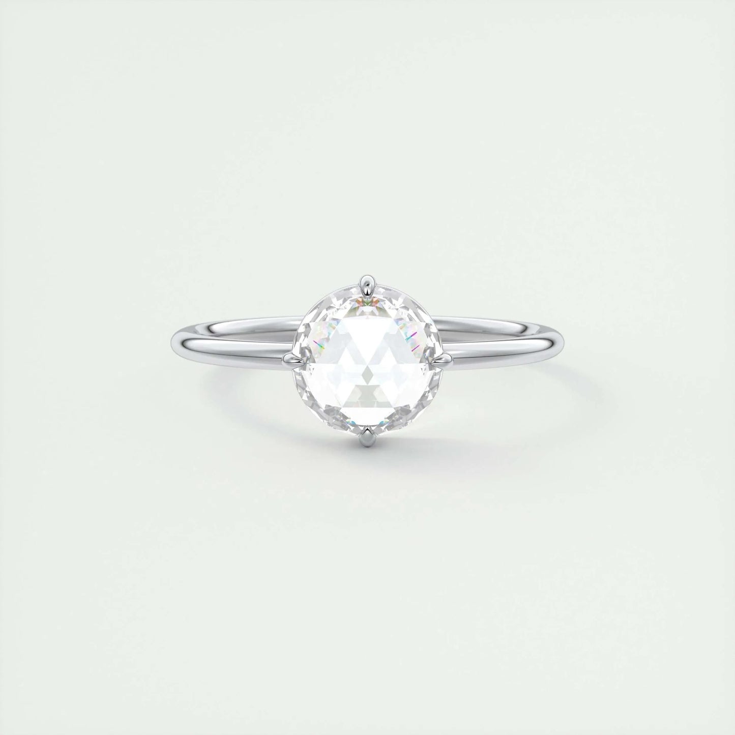 1.19 CT Round Rose Cut  Solitaire Moissanite Engagement Ring