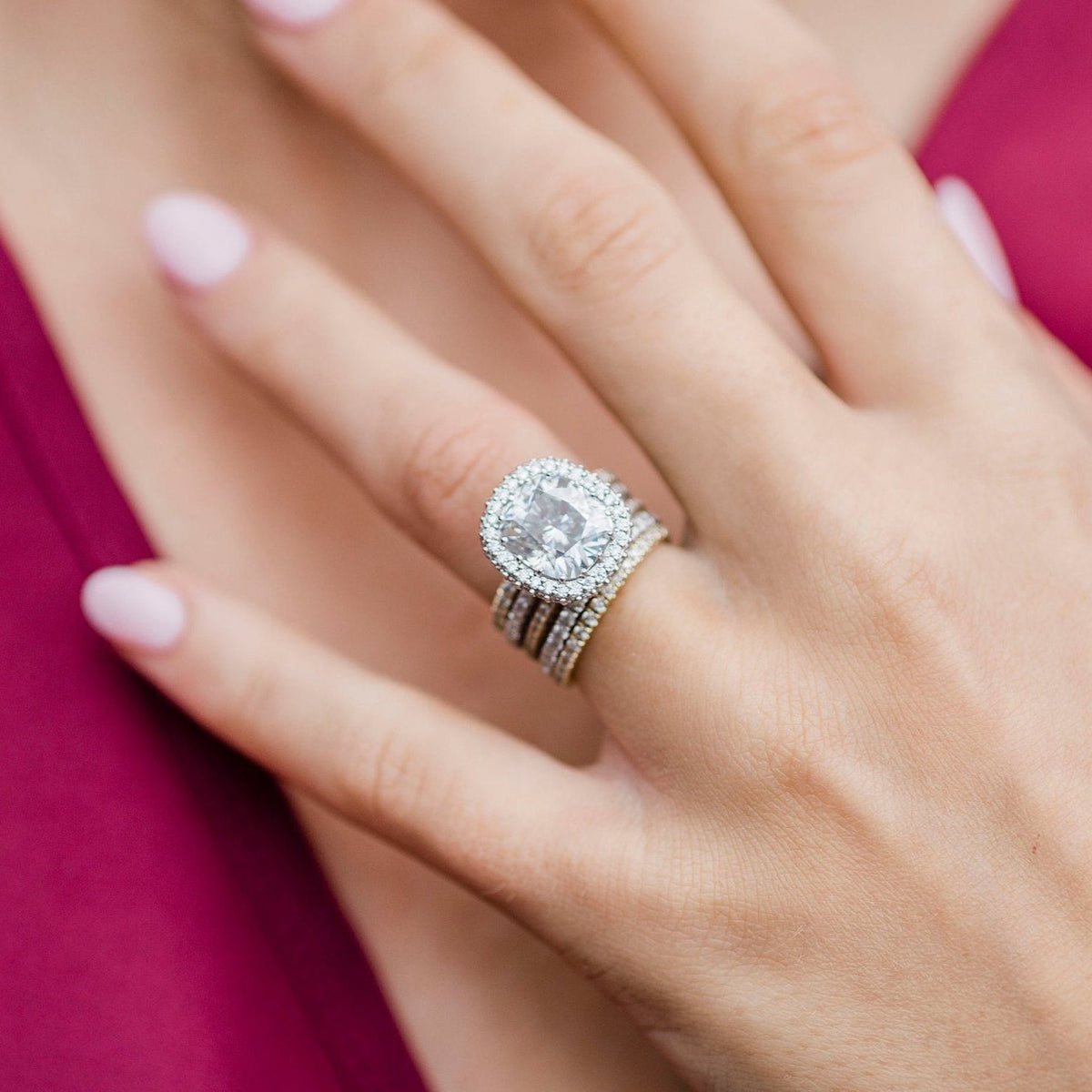 3.6 CT Cushion Halo & Pave Lab Grown Diamond Engagement Ring