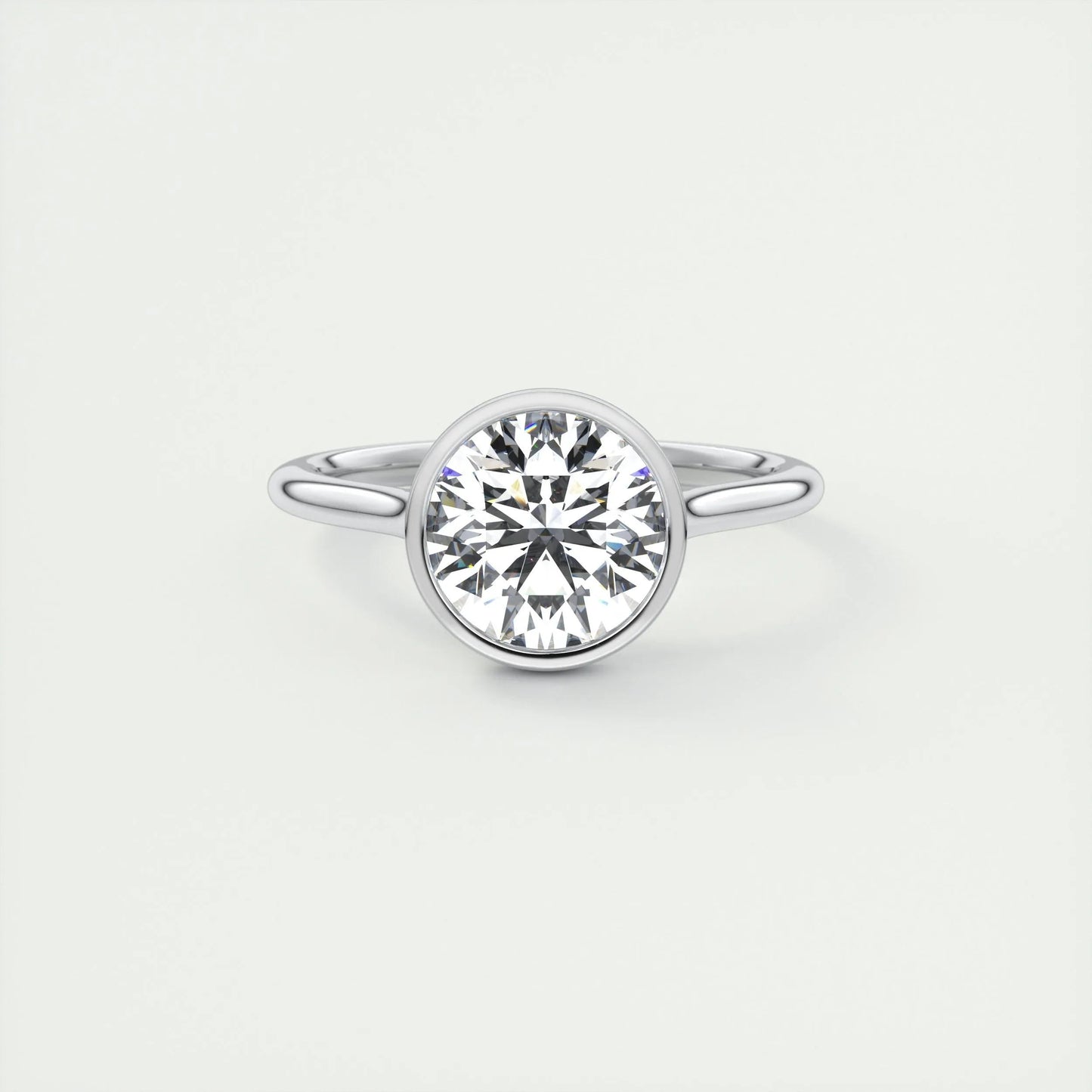 2.0 CT Round Bezel Solitaire Moissanite Engagement Ring