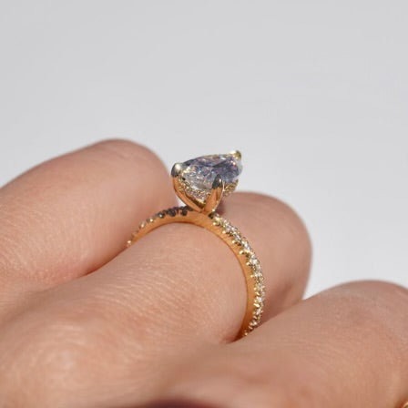 Stunning 2.01 CT Pear Moissanite Engagement Ring with Pave Design 4