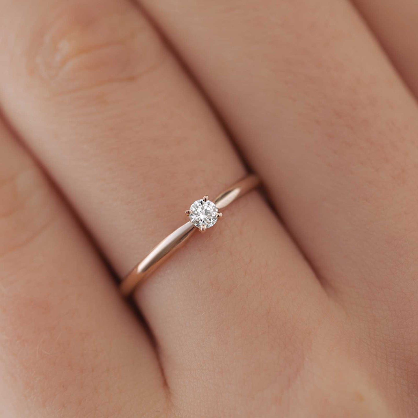 0.11 CT Round Shaped Moissanite Solitaire Engagement Ring