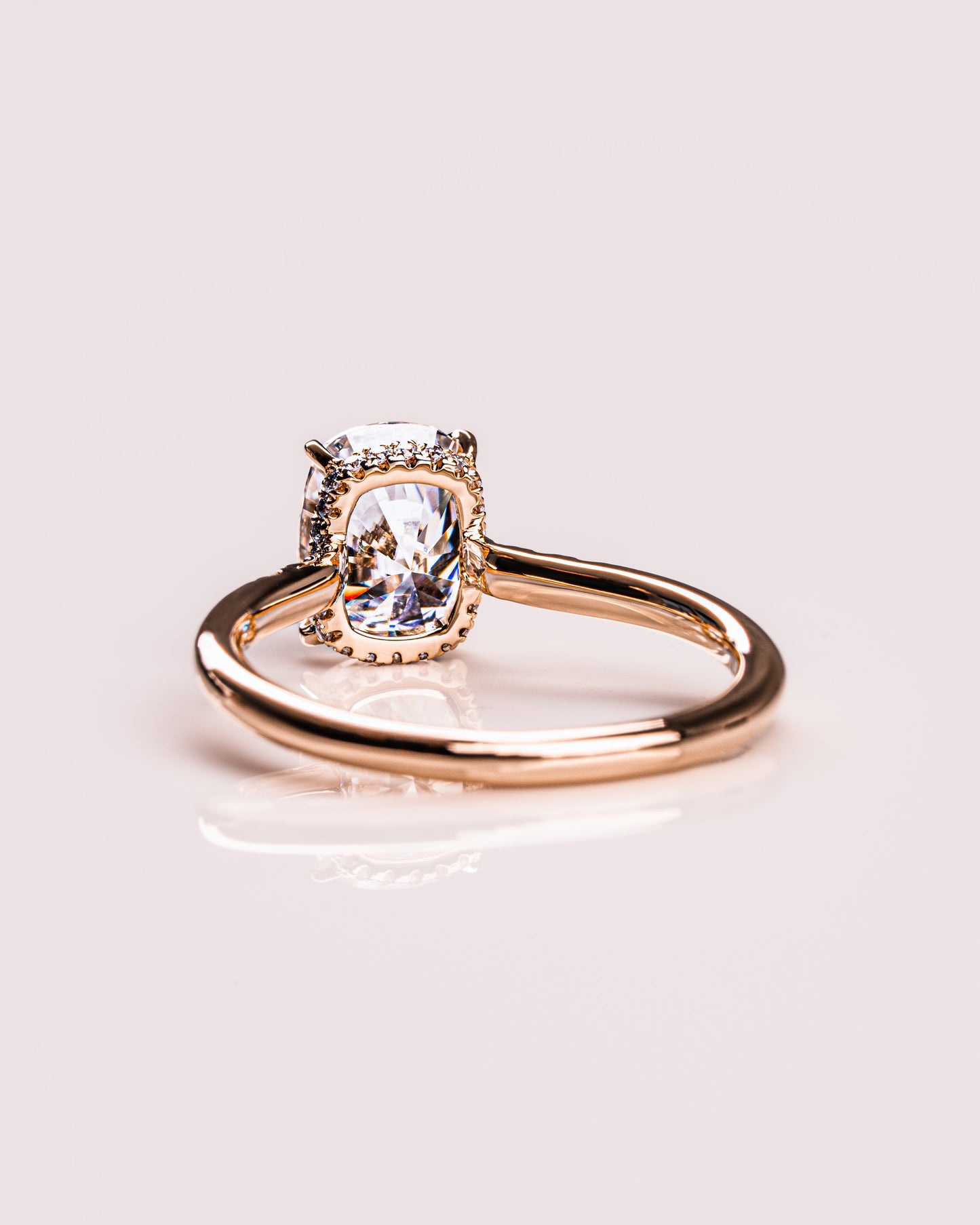 1.49 CT Cushion Cut Moissanite Solitaire Engagement Ring With Hidden Halo Setting