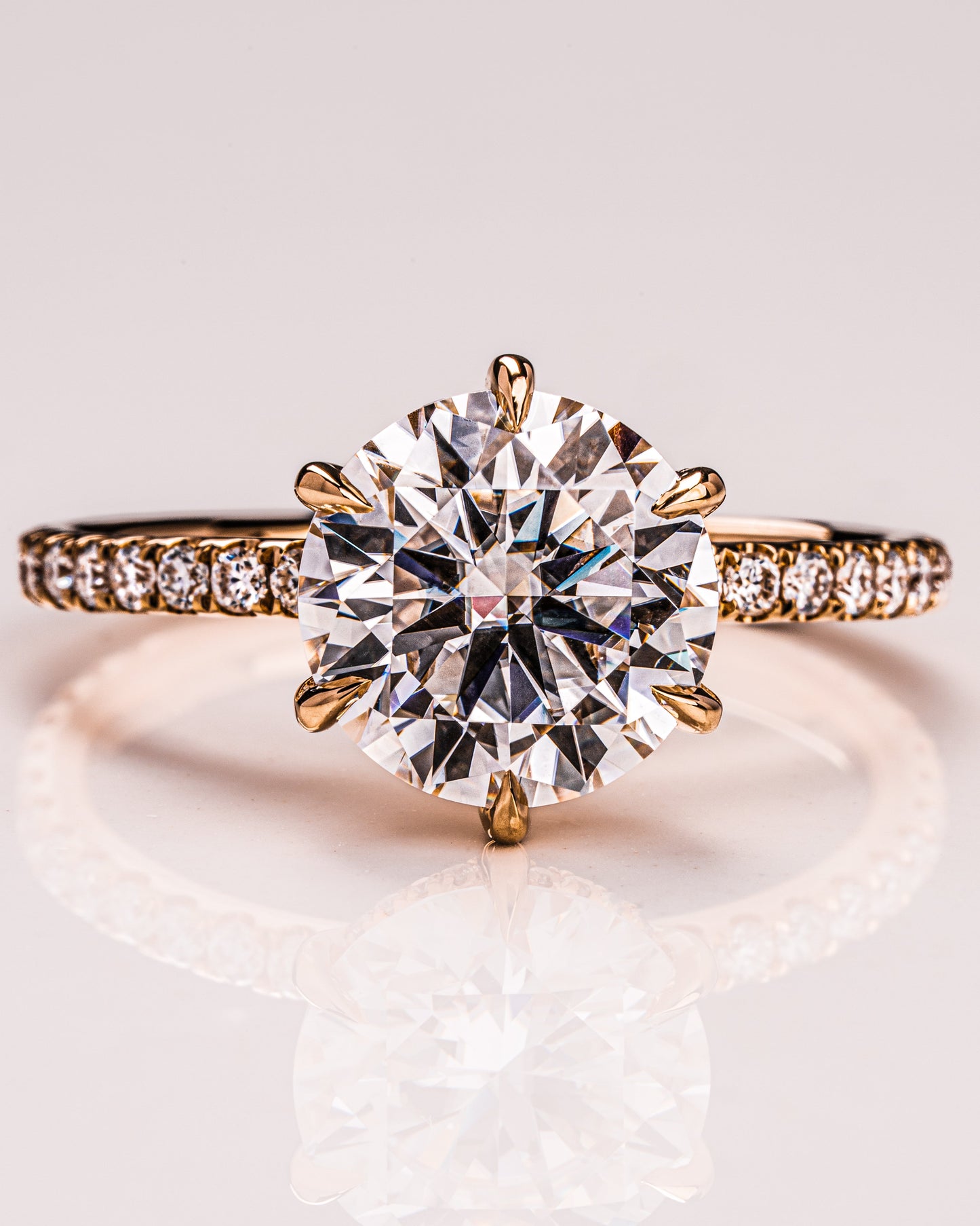 2.75 CT Round Cut Solitaire Hidden Halo/Pave Setting Moissanite Engagement Ring
