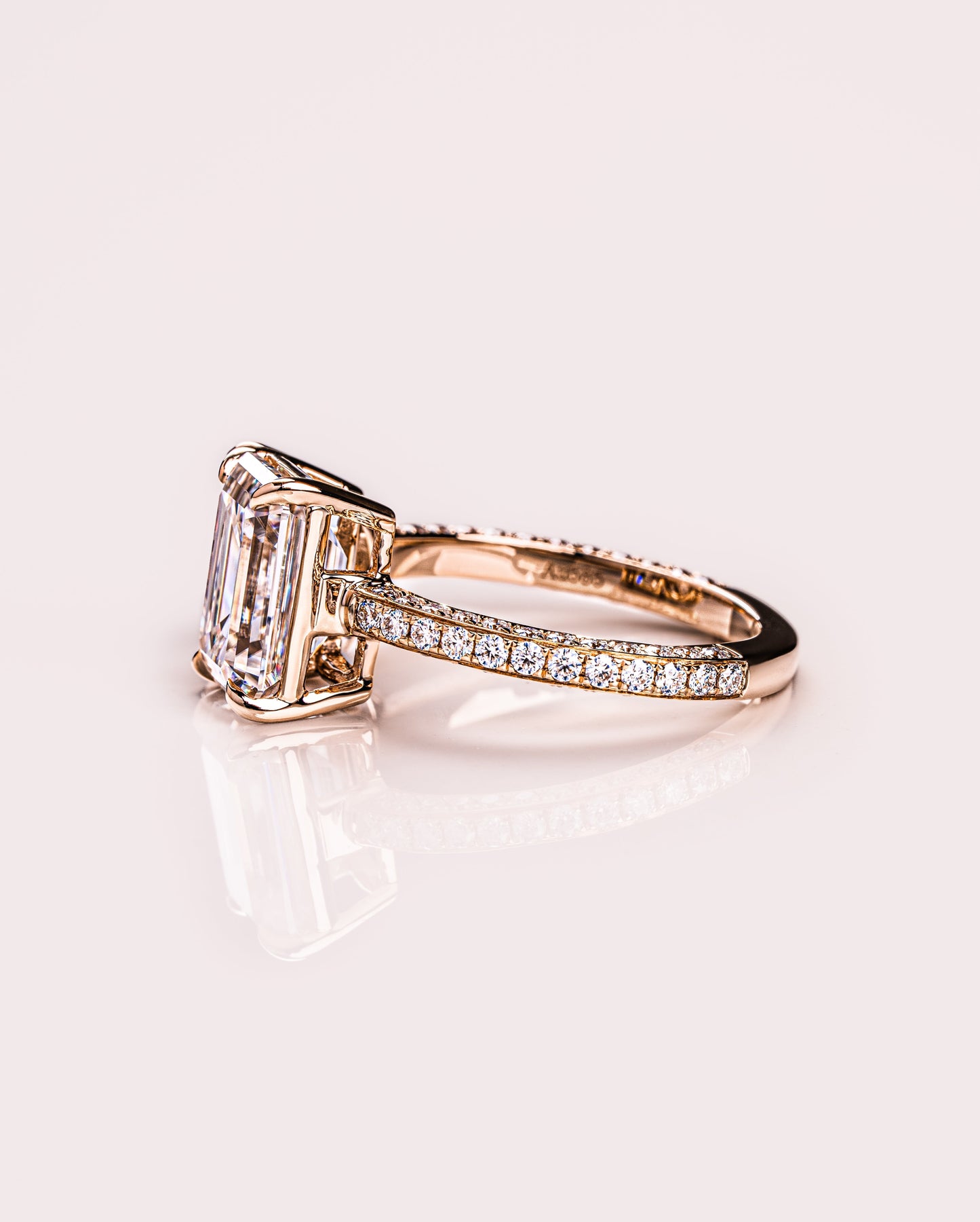 2.25 CT Emerald & Pear Two Stone Moissanite Engagement Ring With Three Side Pave Setting