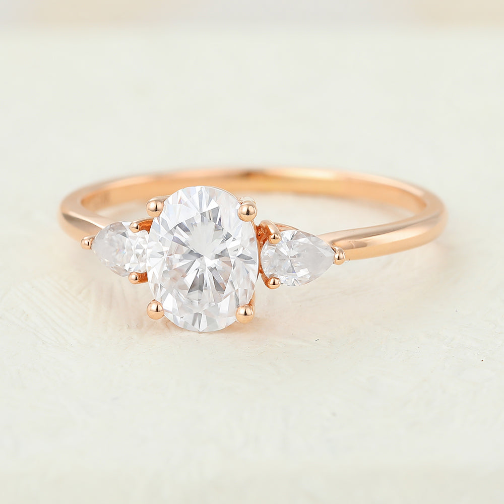 1.33 CT Oval Three Stone Lab-Grown Diamond Engagement Ring
