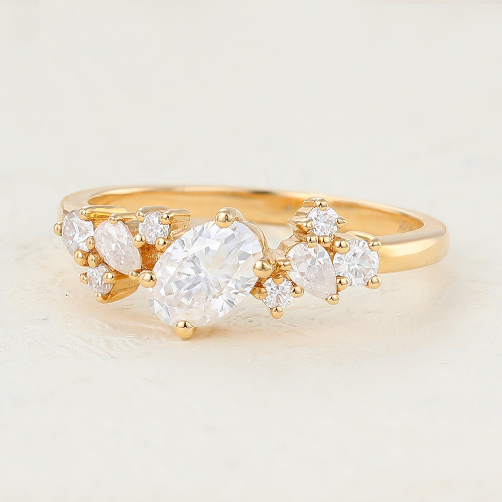 0.85 CT Pear Cluster Lab-Grown Diamond Engagement Ring