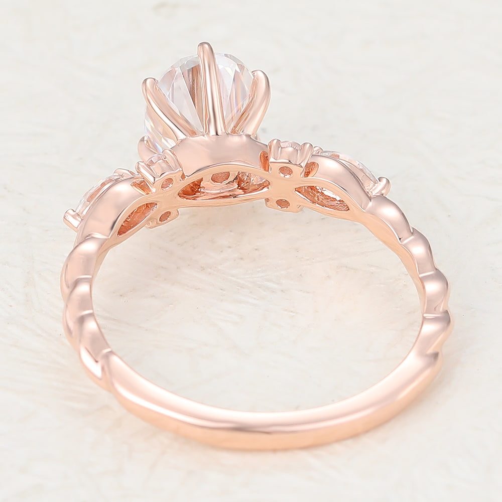 1.33 CT Oval Twisted Shank Cluster Lab-Grown Diamond Engagement Ring