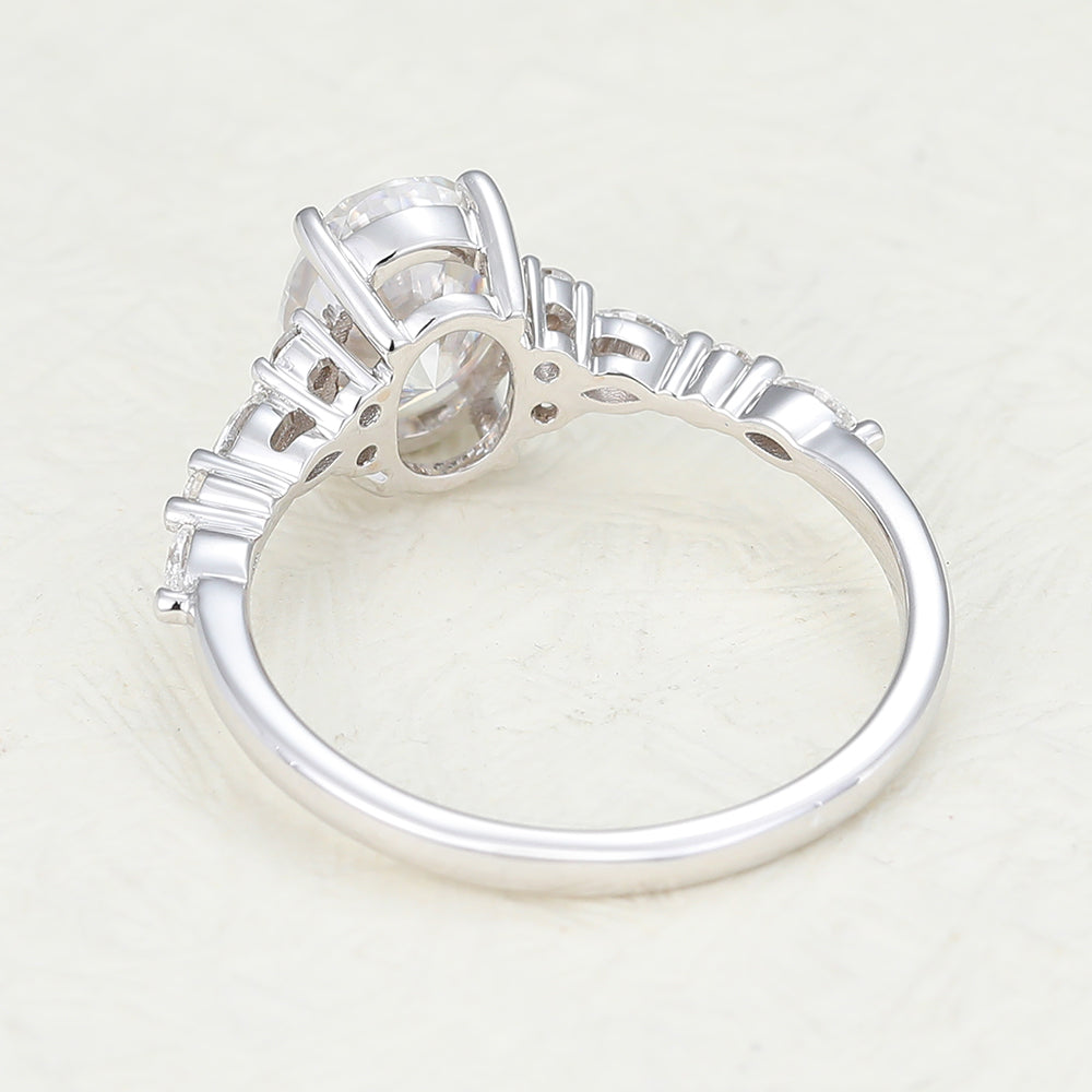 1.33 CT Oval Vintage Cluster & Pave Lab-Grown Diamond Engagement Ring