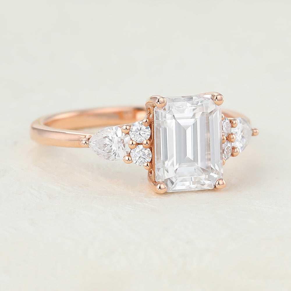 1.6 CT Emerald Cluster Lab-Grown Diamond Engagement Ring