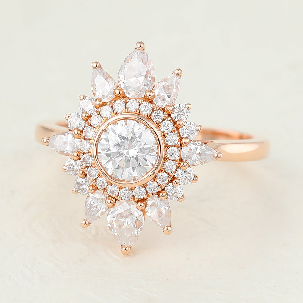 0.41 CT Round Cluster Lab-Grown Diamond Engagement Ring