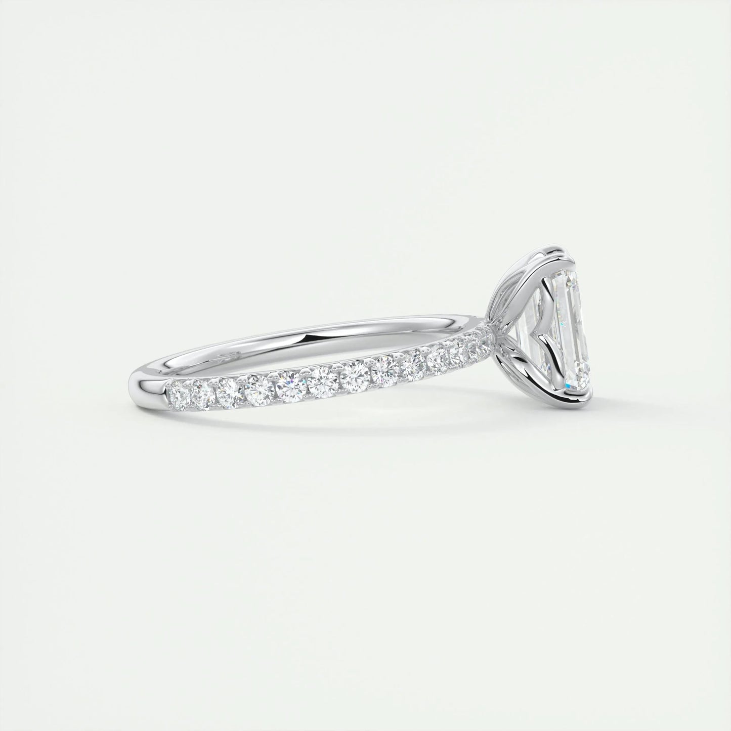 1.91 CT Emerald Solitaire Pave Moissanite Engagement Ring