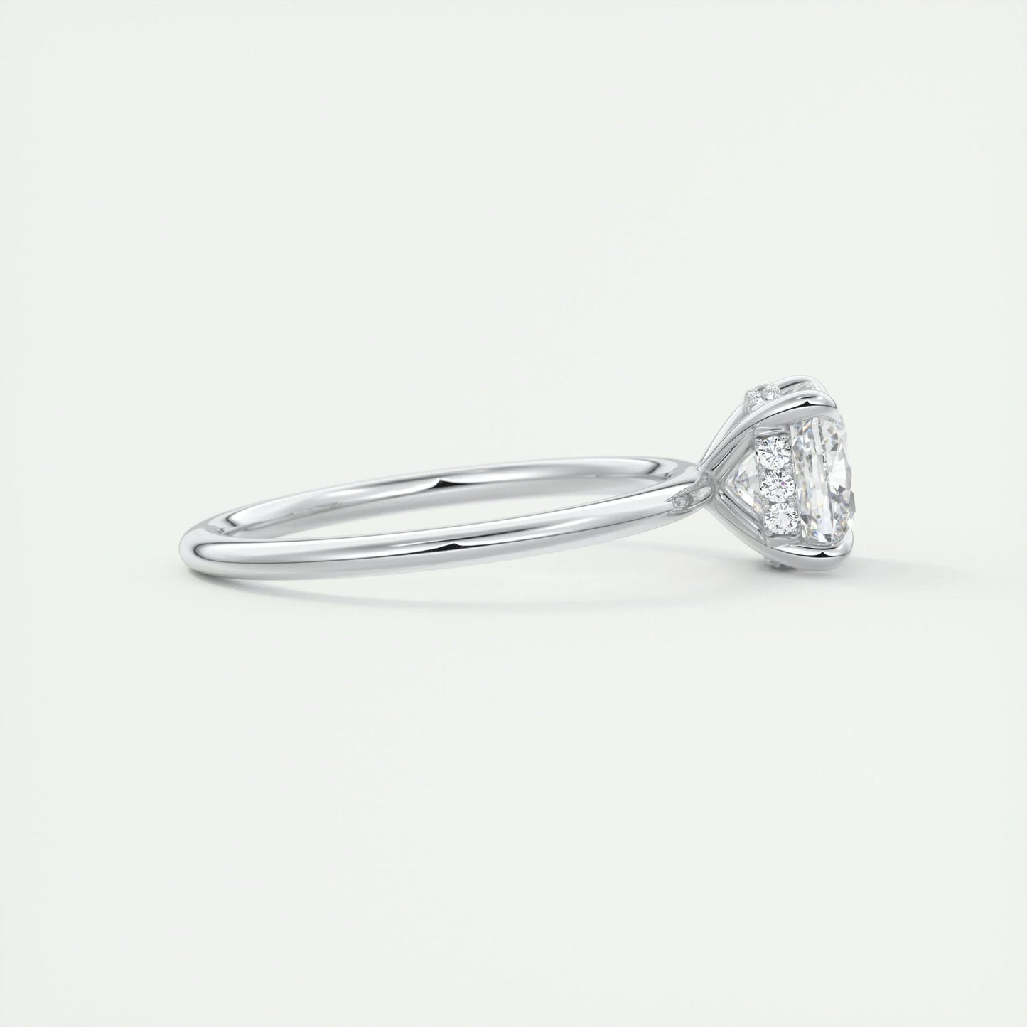 2.15 CT Cushion Solitaire Hidden Halo Moissanite Engagement Ring