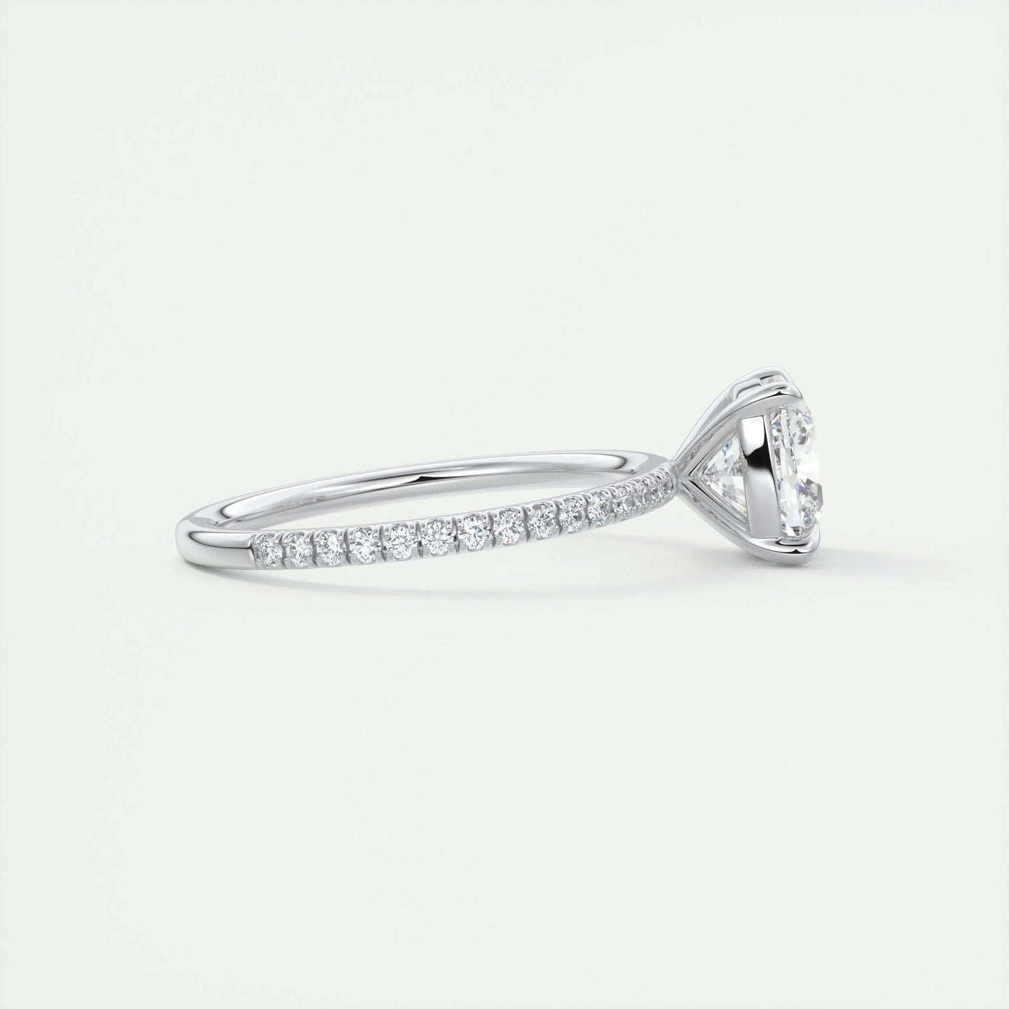 2.15 CT Cushion Cut Solitaire Pave Moissanite Engagement Ring