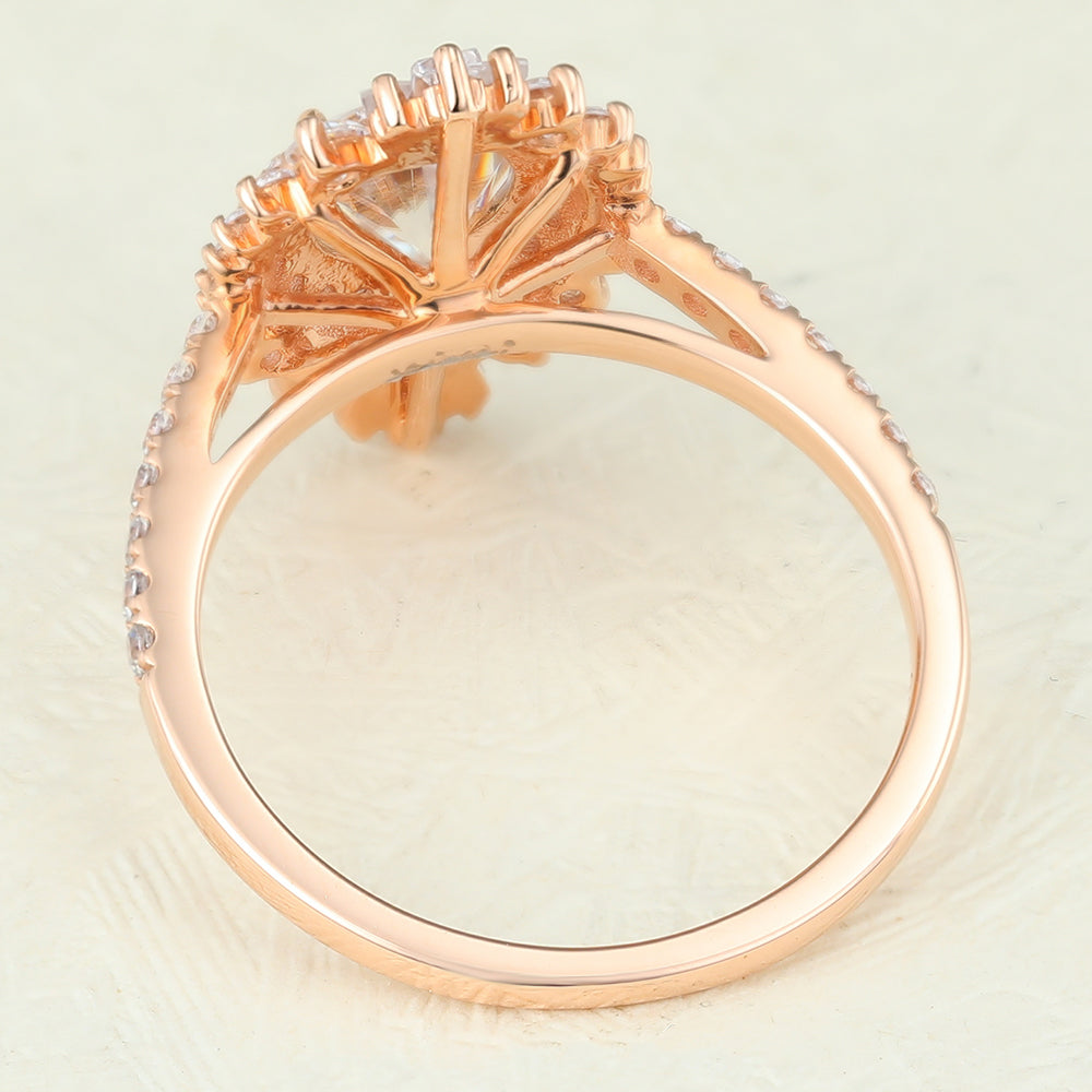 0.88 CT Round Cluster Lab-Grown Diamond Engagement Ring