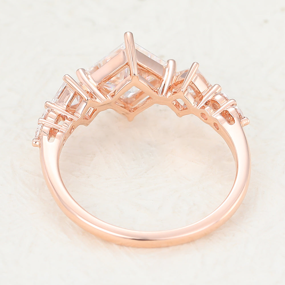 1.35 CT Princess Cluster Lab-Grown Diamond Engagement Ring