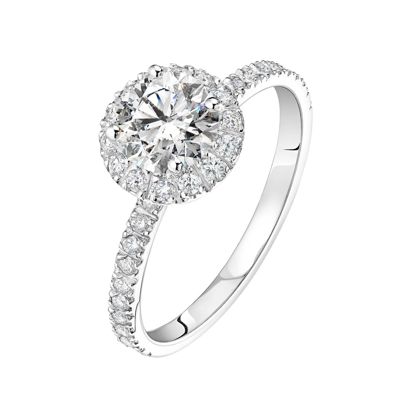 0.80 CT Round Shaped Moissanite Halo Engagement Ring