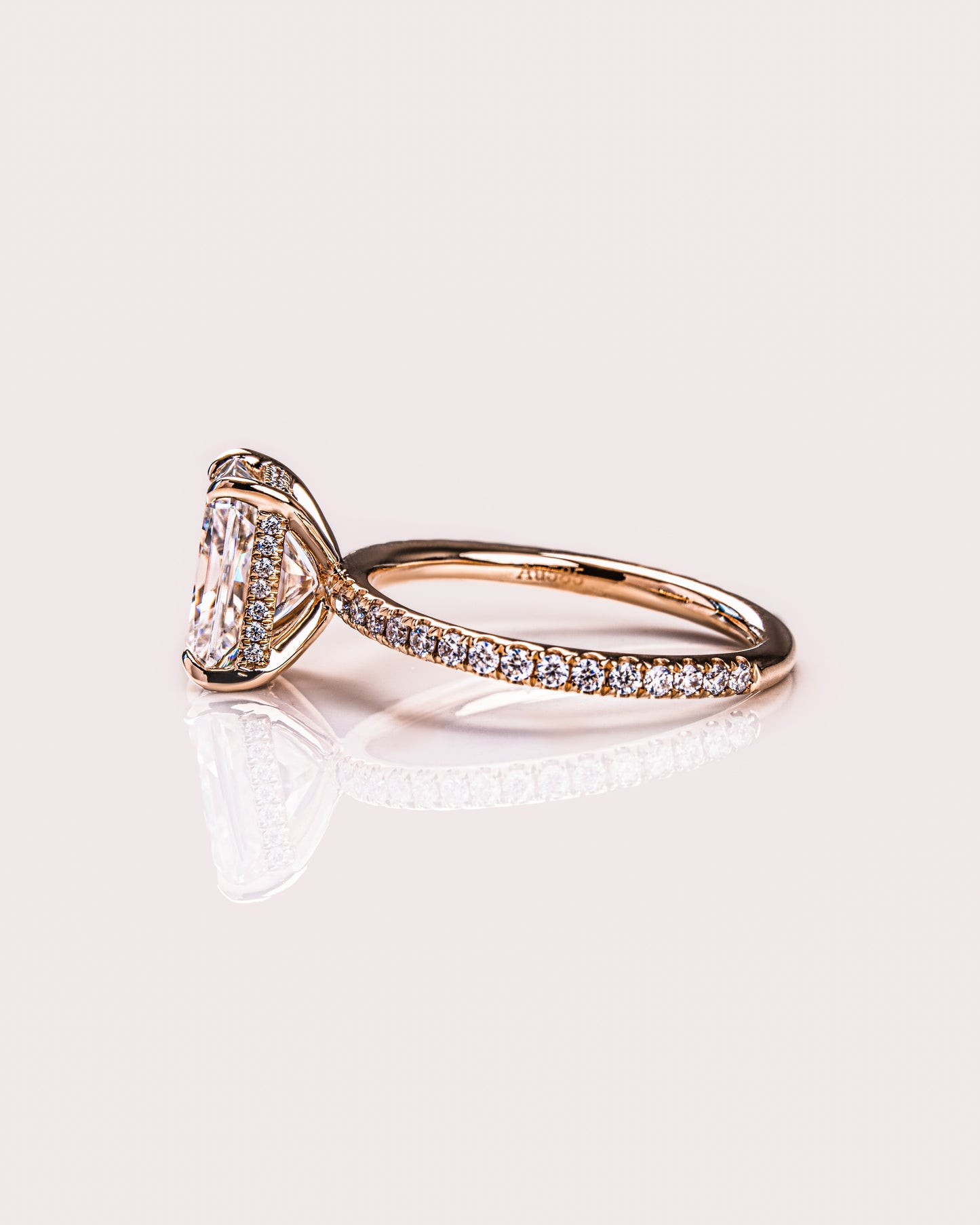 2.43 CT Radiant Cut Moissanite Solitaire Engagement Ring With Hidden Halo Setting