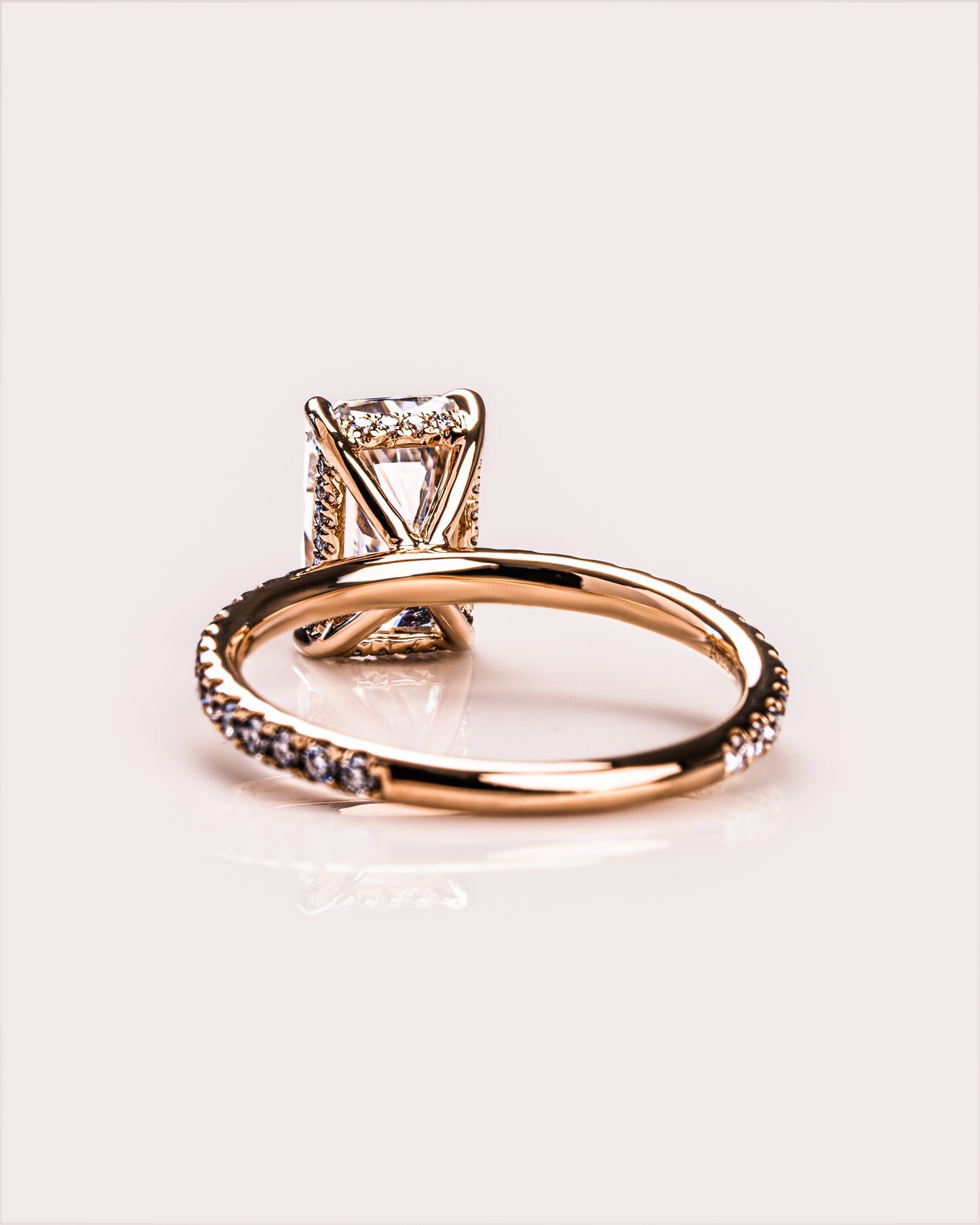 2.43 CT Radiant Cut Moissanite Solitaire Engagement Ring With Hidden Halo Setting