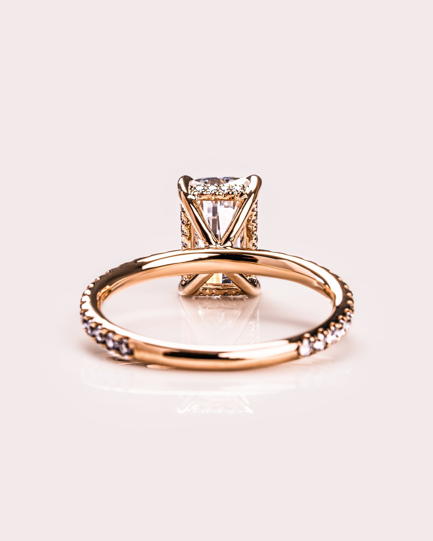 2.43 CT Radiant Cut Moissanite Solitaire Engagement Ring With Hidden Halo Setting