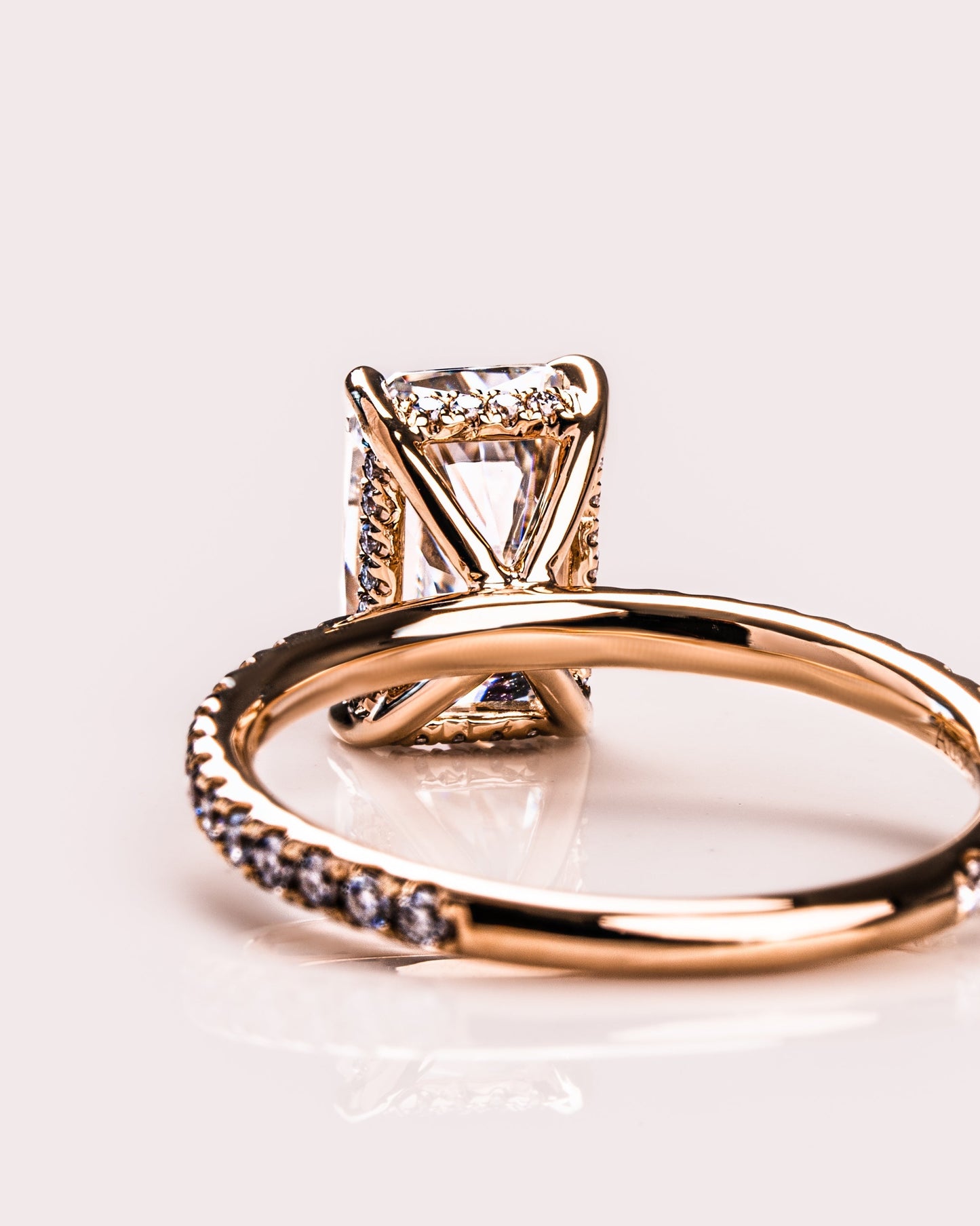 2.43 CT Radiant Cut Moissanite Solitaire Engagement Ring With Hidden Halo Setting