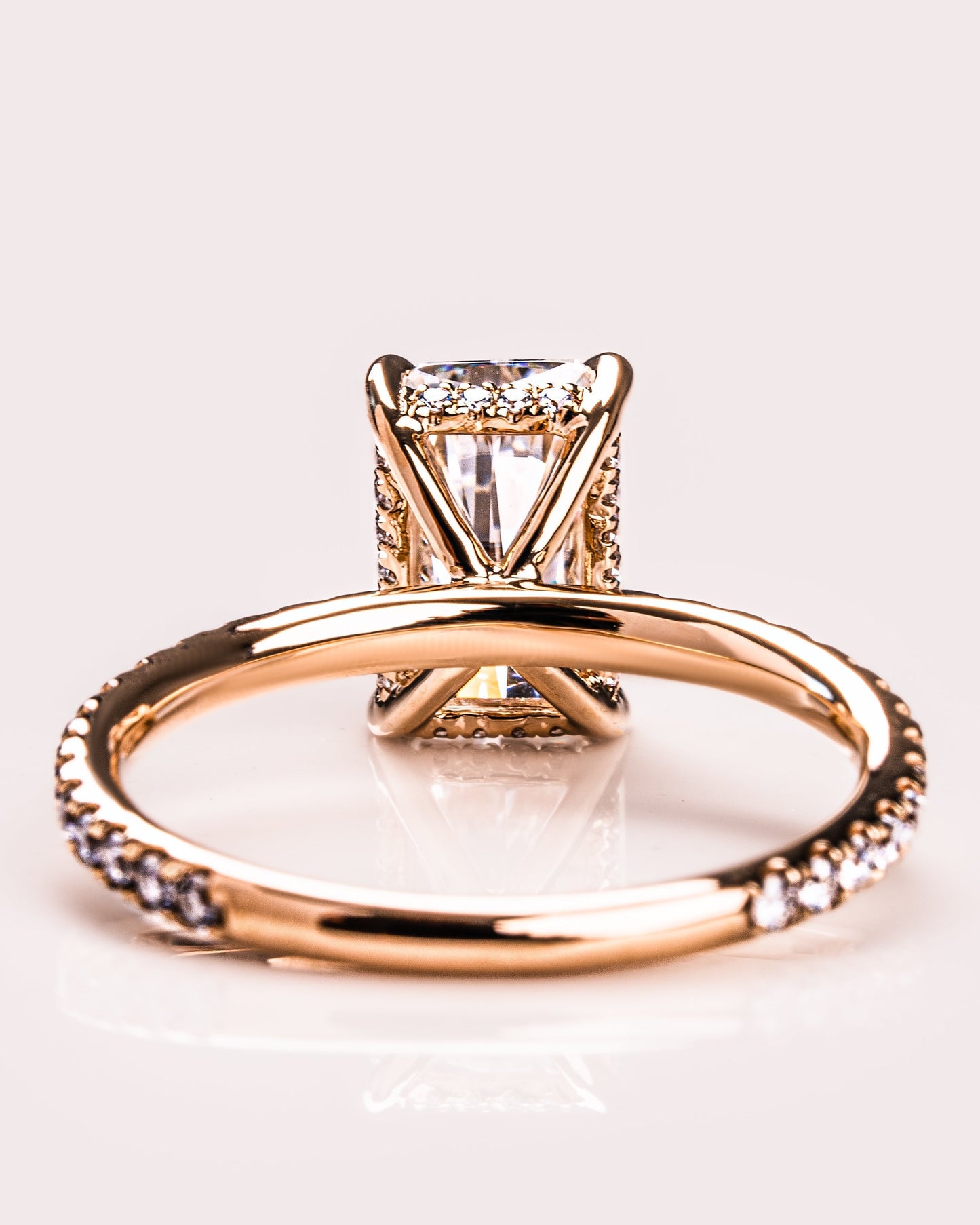 2.43 CT Radiant Cut Moissanite Solitaire Engagement Ring With Hidden Halo Setting