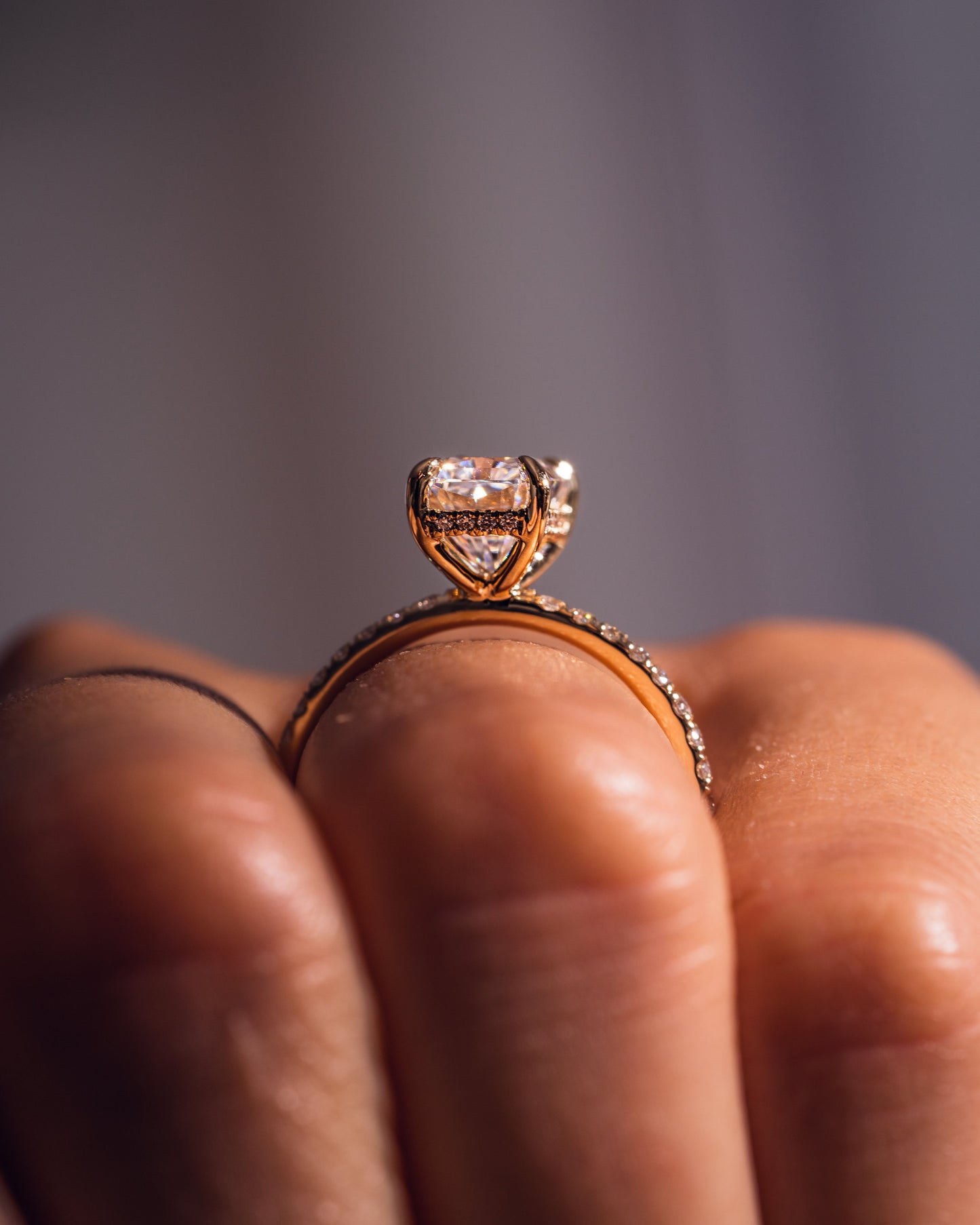 2.43 CT Radiant Cut Moissanite Solitaire Engagement Ring With Hidden Halo Setting