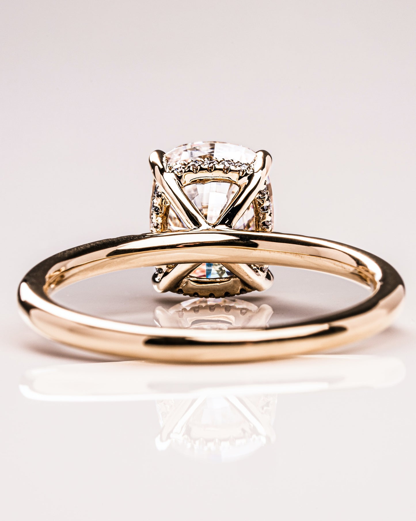 2.15 CT Cushion Cut Moissanite Solitaire Engagement Ring With Hidden Halo Setting