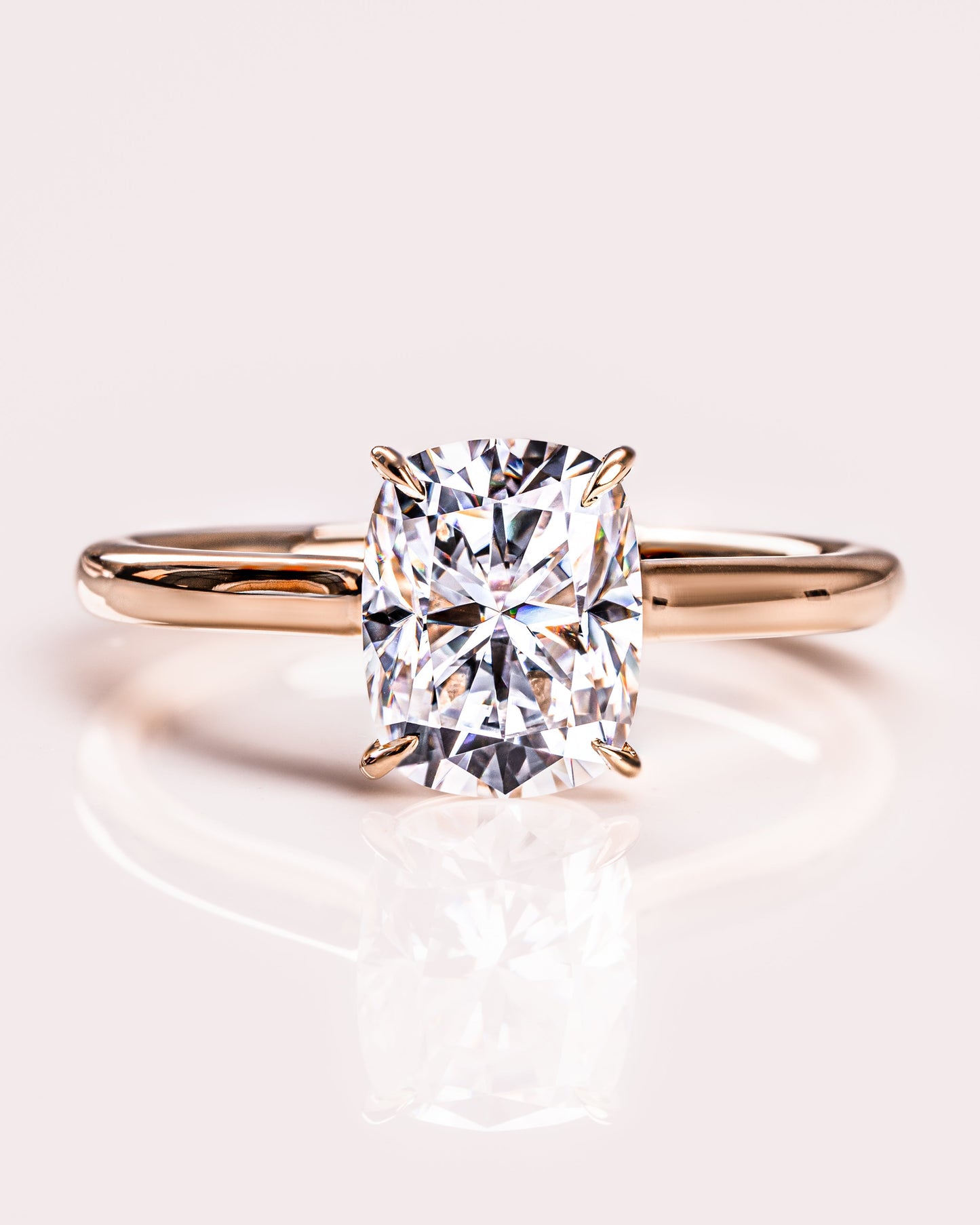 2.15 CT Cushion Cut Solitaire Moissanite Engagement Ring