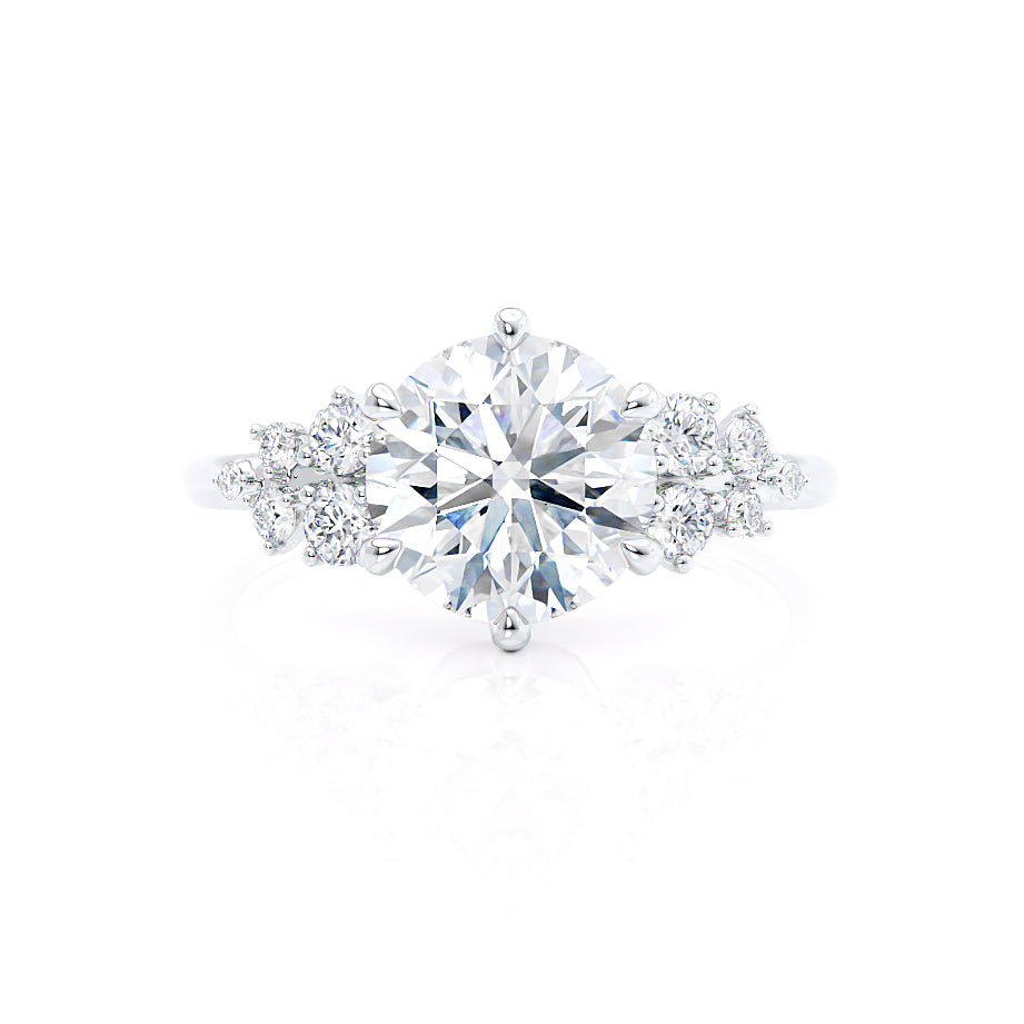 1.0 CT Round Cut Moissanite Cluster Style Engagement Ring