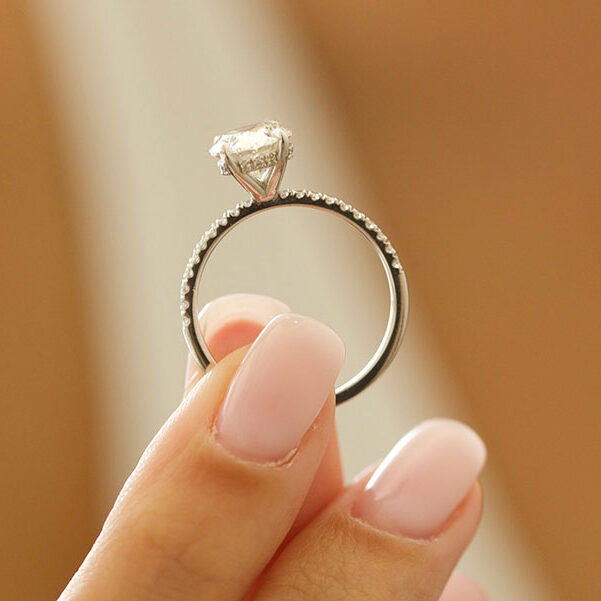 4.0 CT Oval Cut Solitaire & Pave Moissanite Engagement Ring