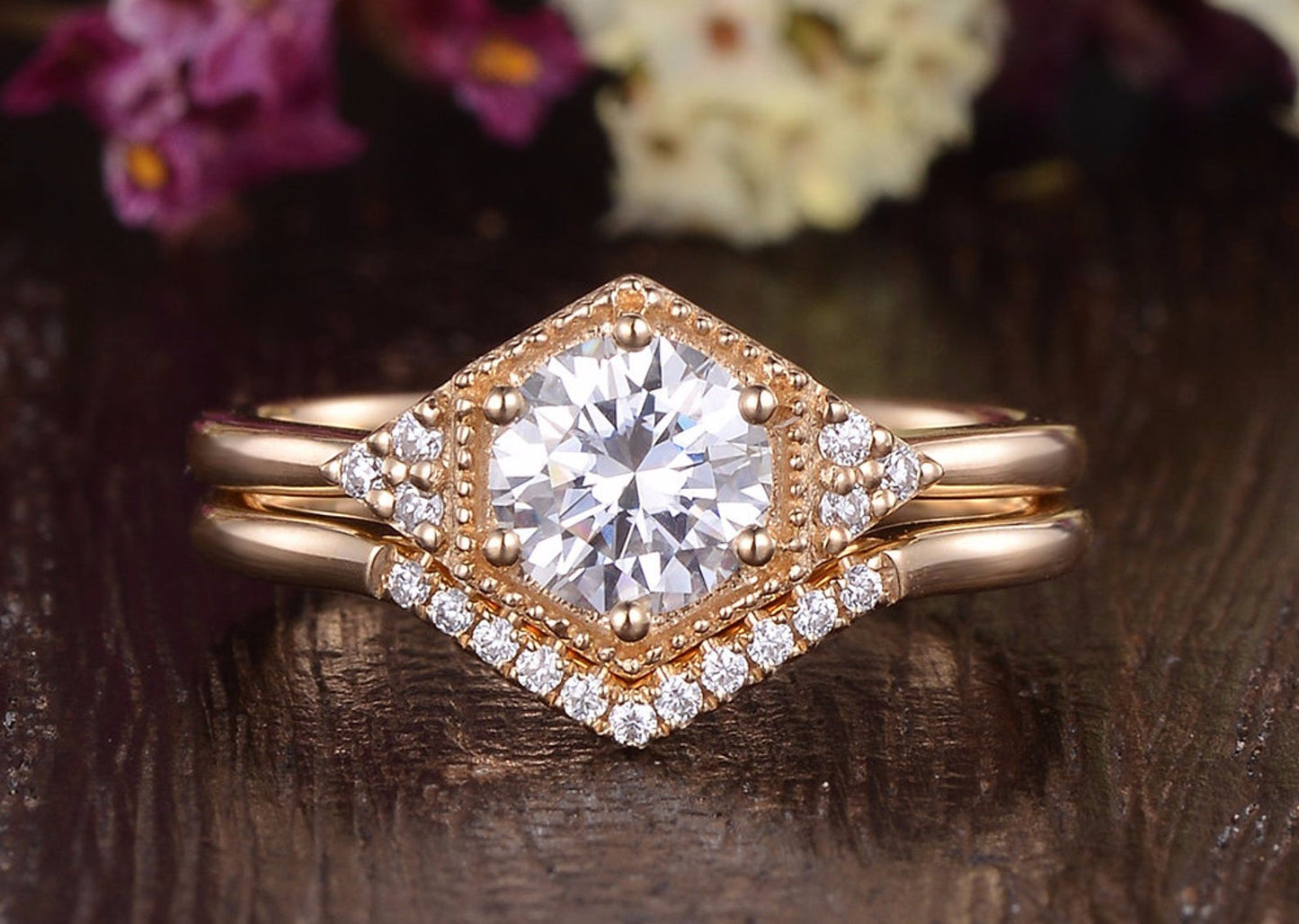 1.60 CT Round Cut Vintage Art Deco Moissanite Engagement Ring