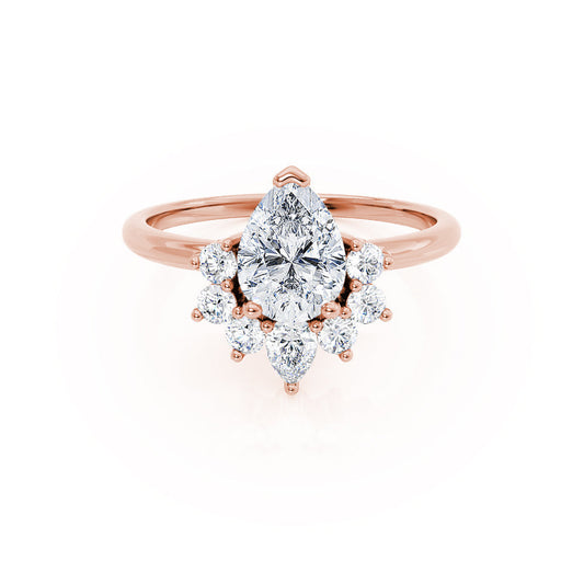 1.50 CT Pear Shaped Moissanite Cluster Style Engagement Ring